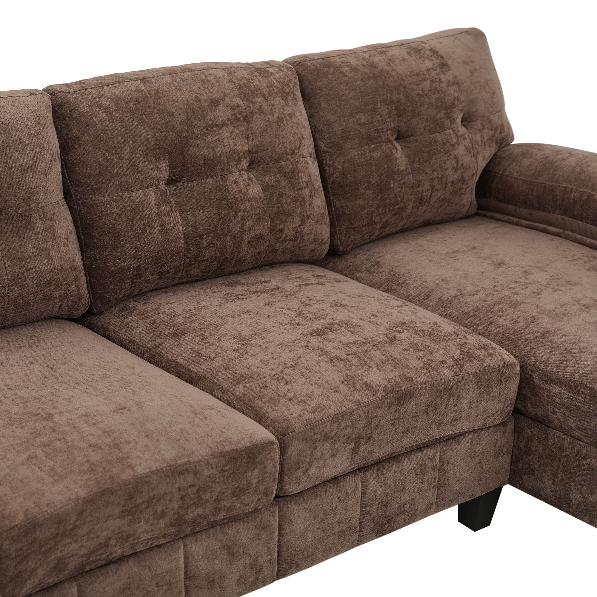 U-Shaped Sectional Sofa 103.5" Black Chenille Fabric Couch With Dual Chaise Lounges, Storage Pockets, Armrest Pillows