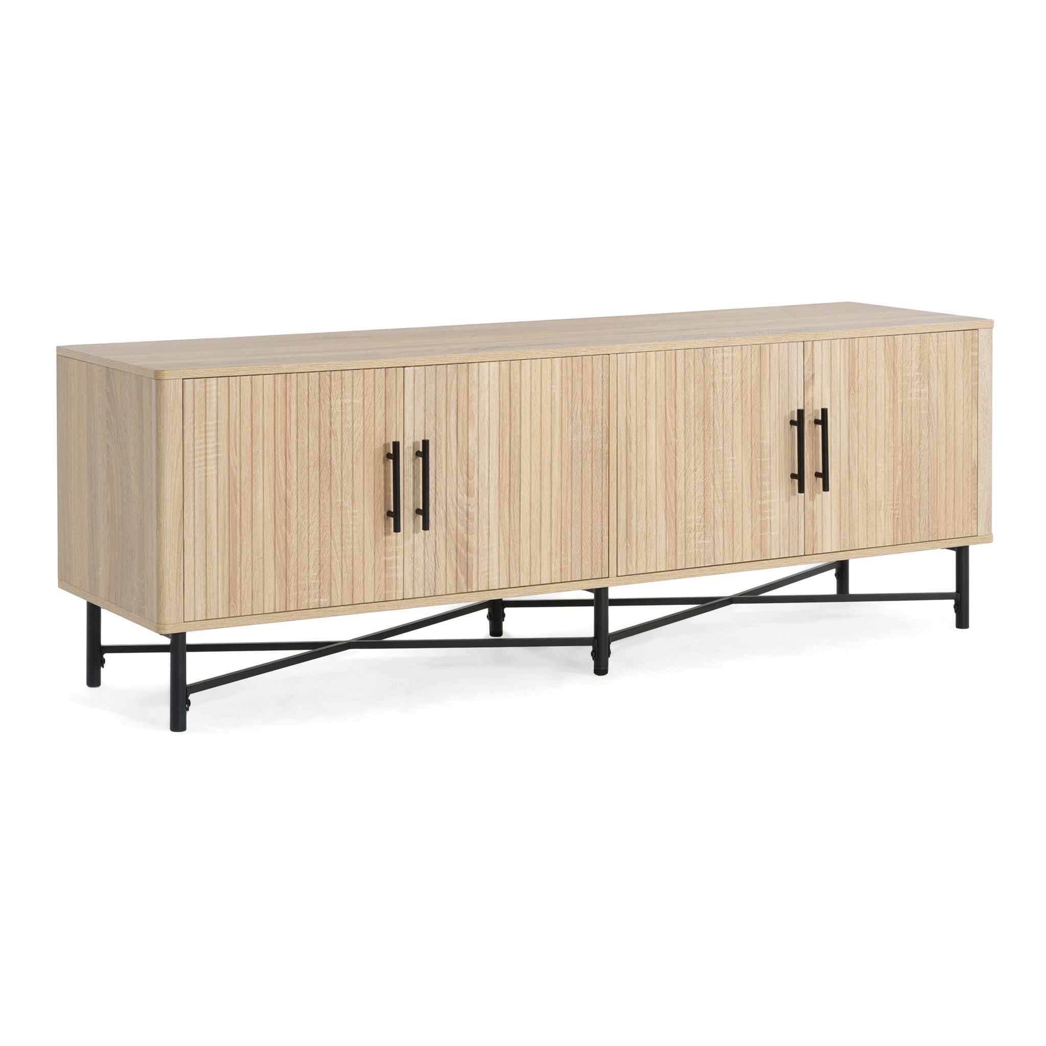 4 Door TV Cabinet, 2 Storage Spaces, Adjustable Shelves