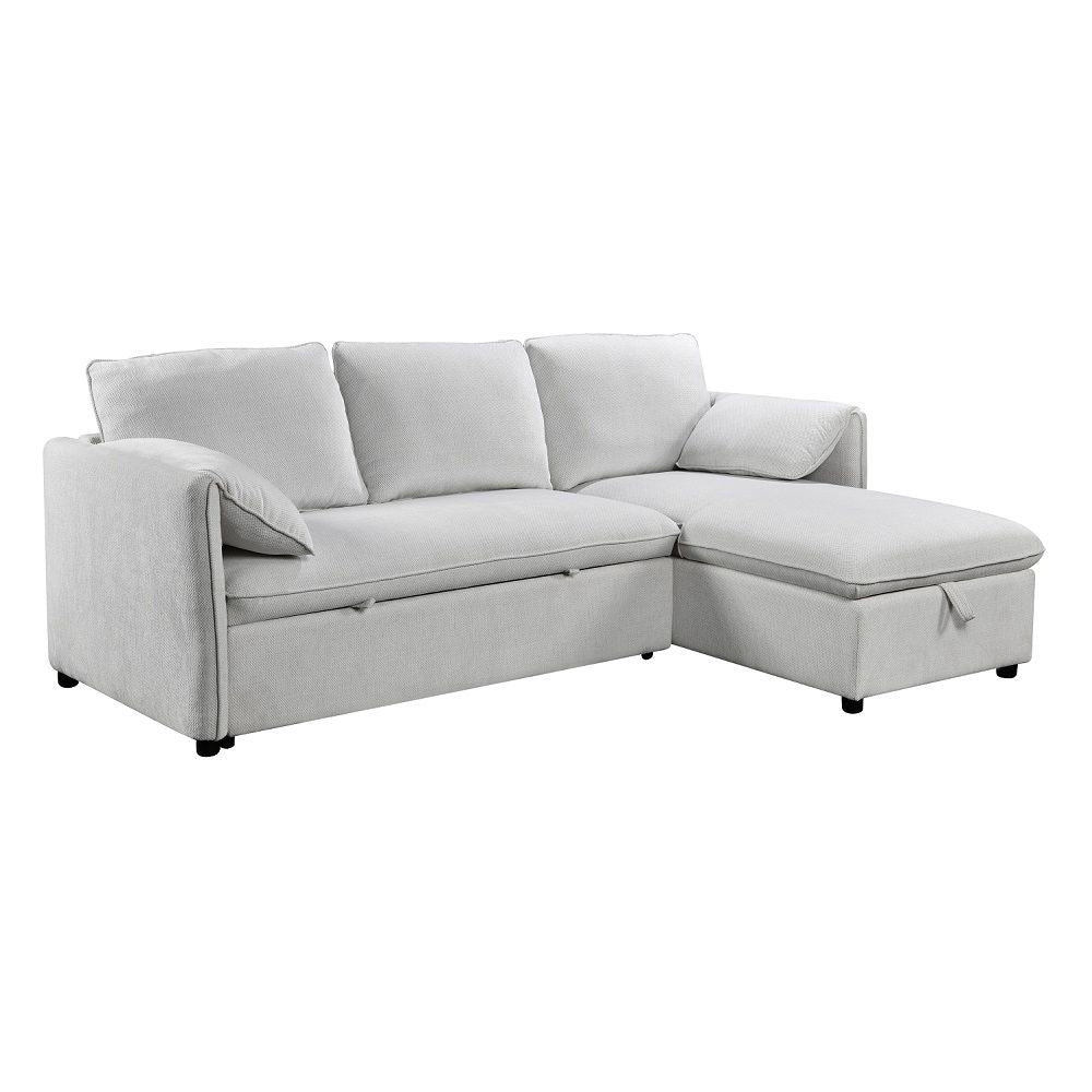 ACME Yaroslav - Sectional Sofa With Sleeper & Storage - Cream Velvet | Meri Furniture
