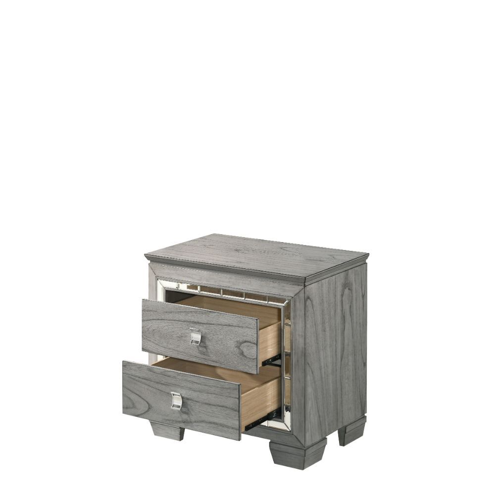 ACME Antares - Nightstand - Light Gray Oak | Meri Furniture