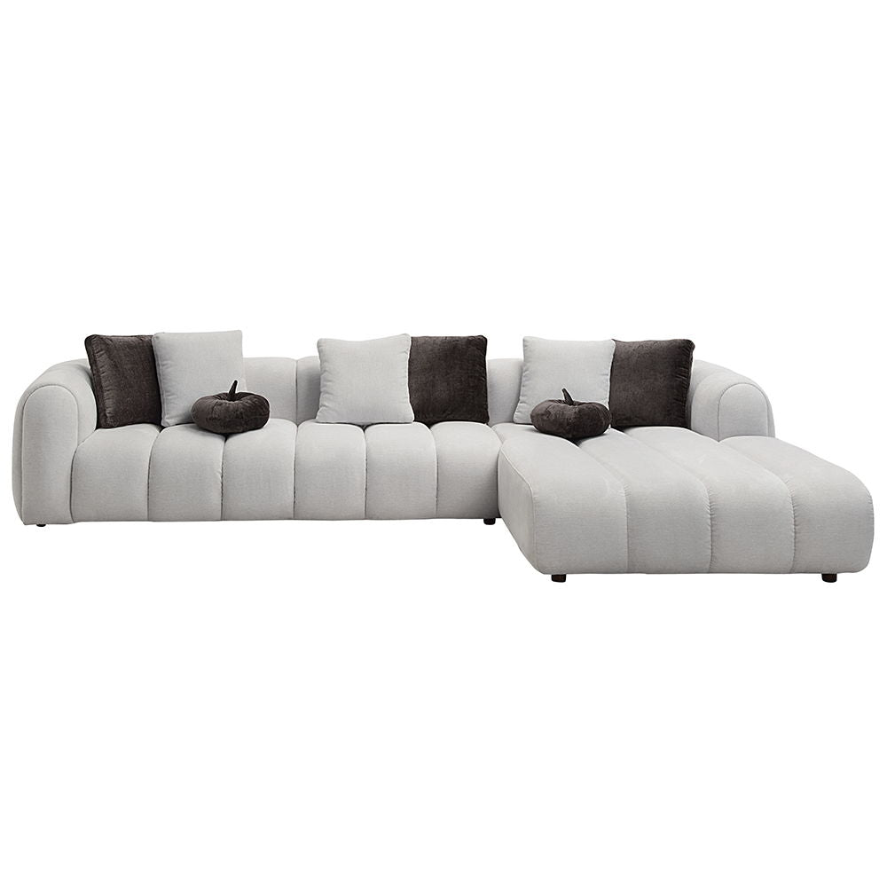 ACME Manilla - Sectional Sofa With 8 Pillows - Ivory White Linen | Meri Furniture