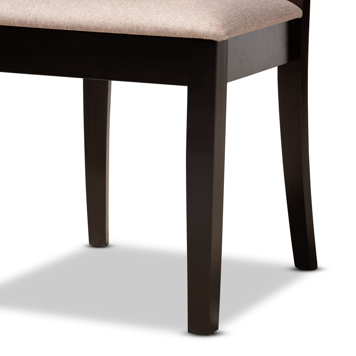 Maisie Modern and Contemporary Sand Fabric Upholstered and Dark Brown Finished Wood 5-Piece Dining Set