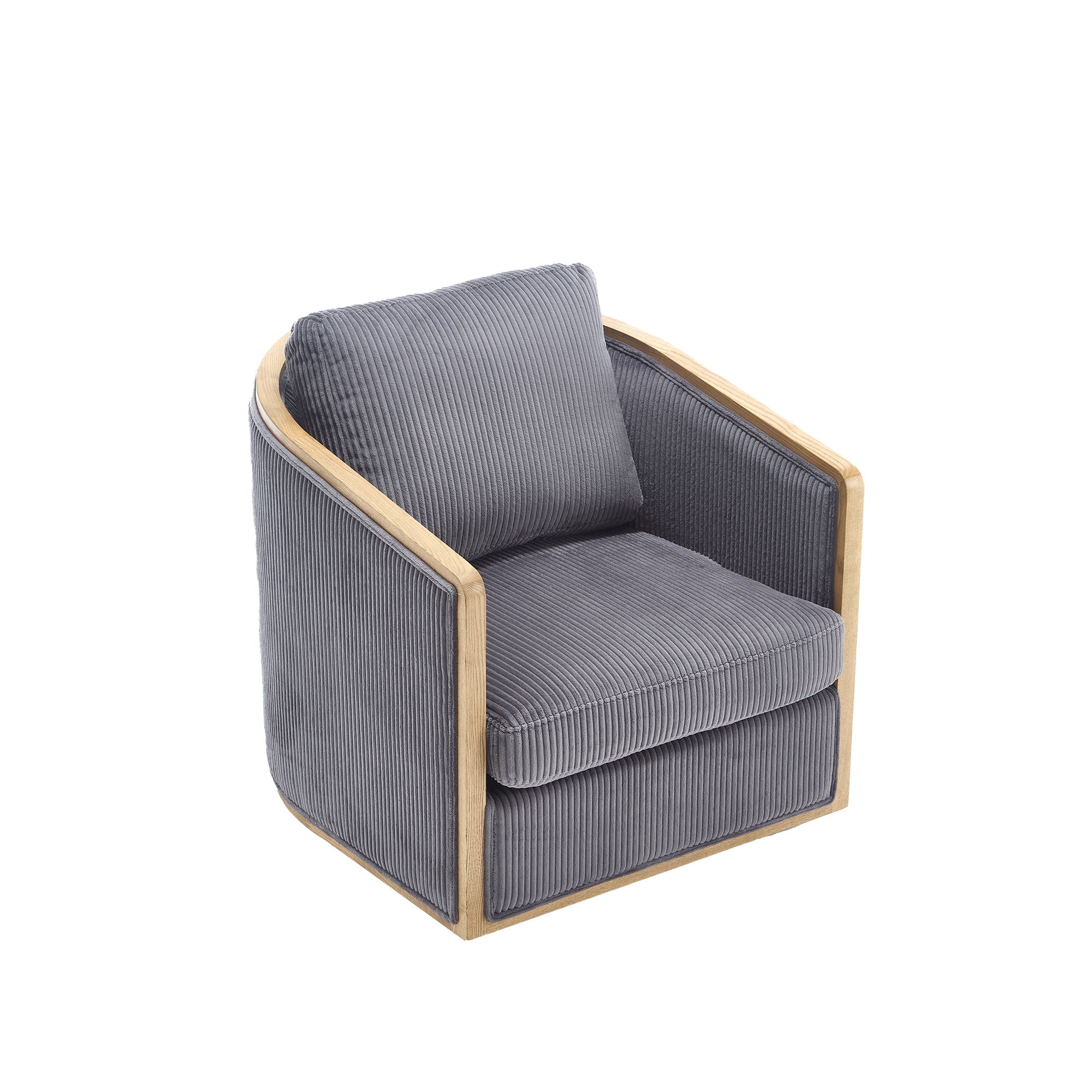 Corduroy Barrel Chair, 360 Degree Swivel