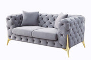 ACME Jelanea - Loveseat - Gray Velvet & Gold Finish | Meri Furniture