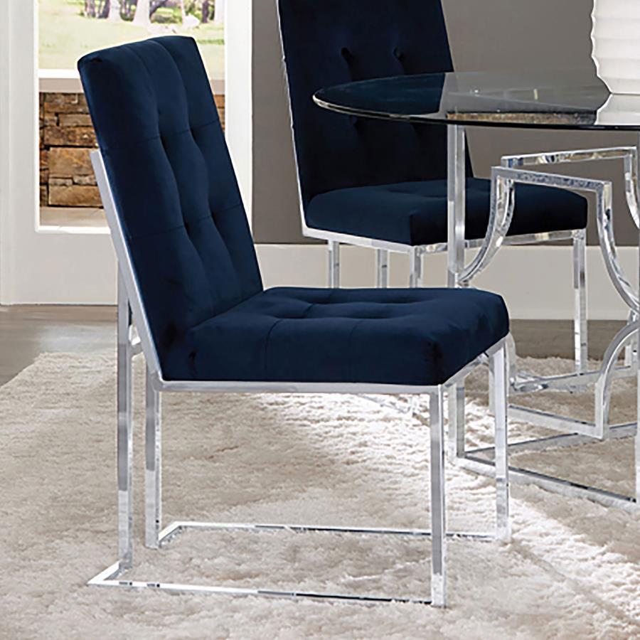 Coaster Fine Furniture Cisco - Velvet Upholstered Dining Side Chair (Set of 2) - Chrome | Meri Furniture