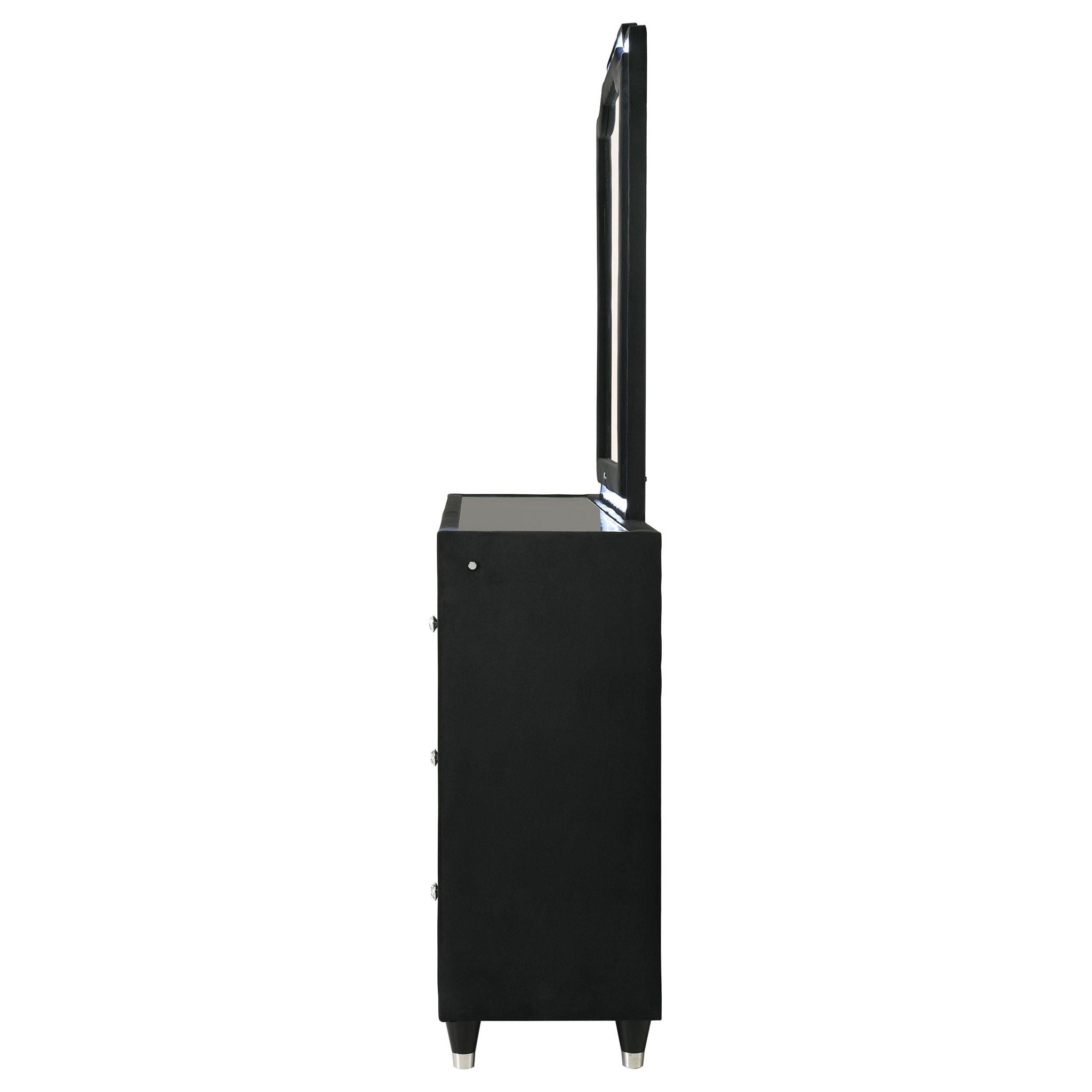 Lorient 8-drawer LED Flame Box Dresser and Mirror Black