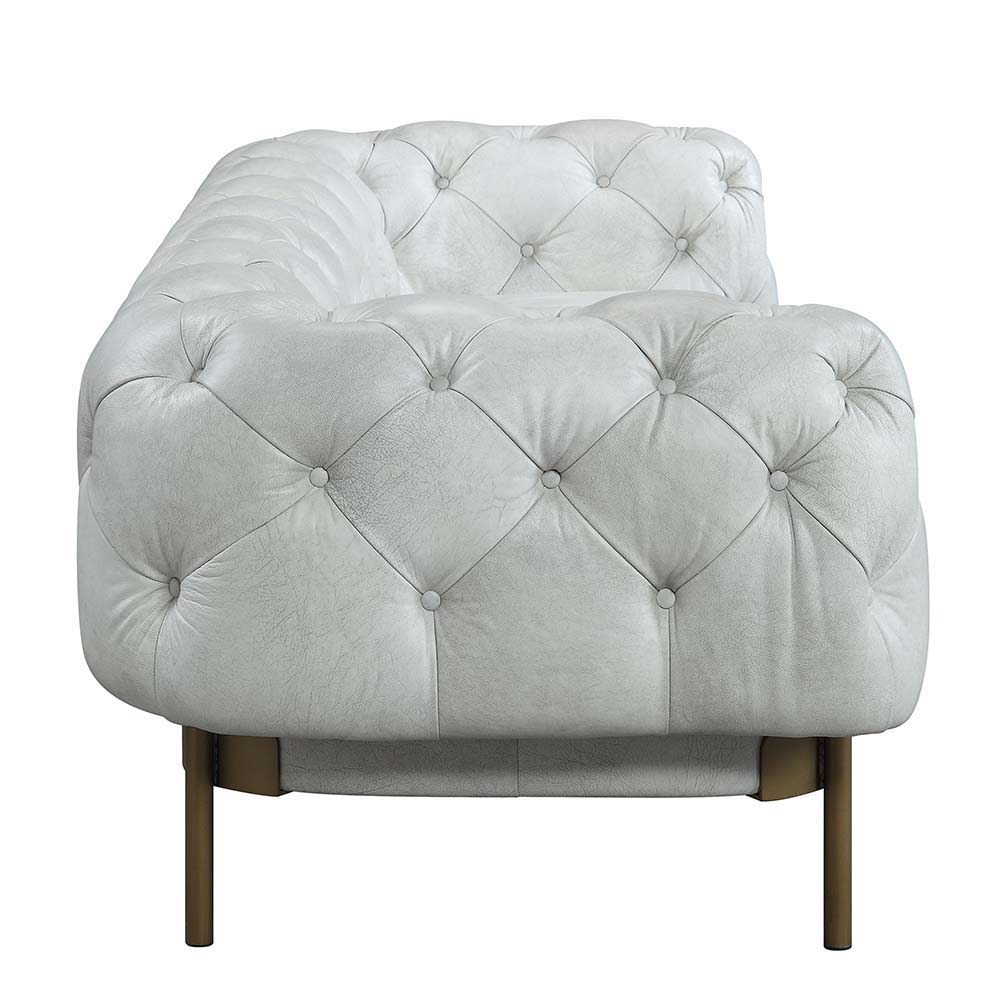 ACME Ragle - Sofa - Vintage White Top Grain Leather | Meri Furniture