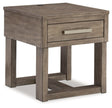 Signature Design by Ashley® Loyaska - Grayish Brown - Rectangular End Table | Meri Furniture