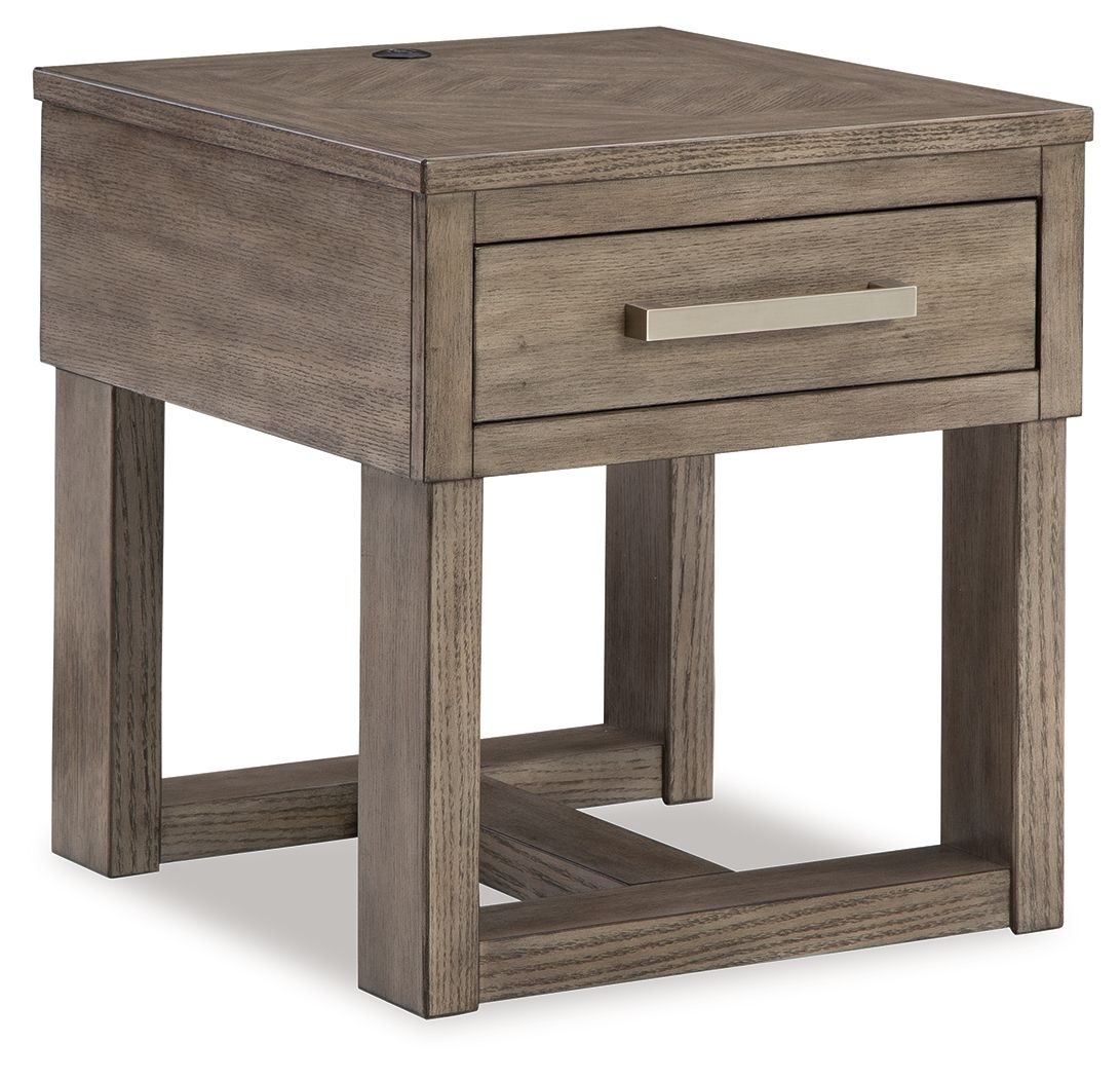 Signature Design by Ashley® Loyaska - Grayish Brown - Rectangular End Table | Meri Furniture