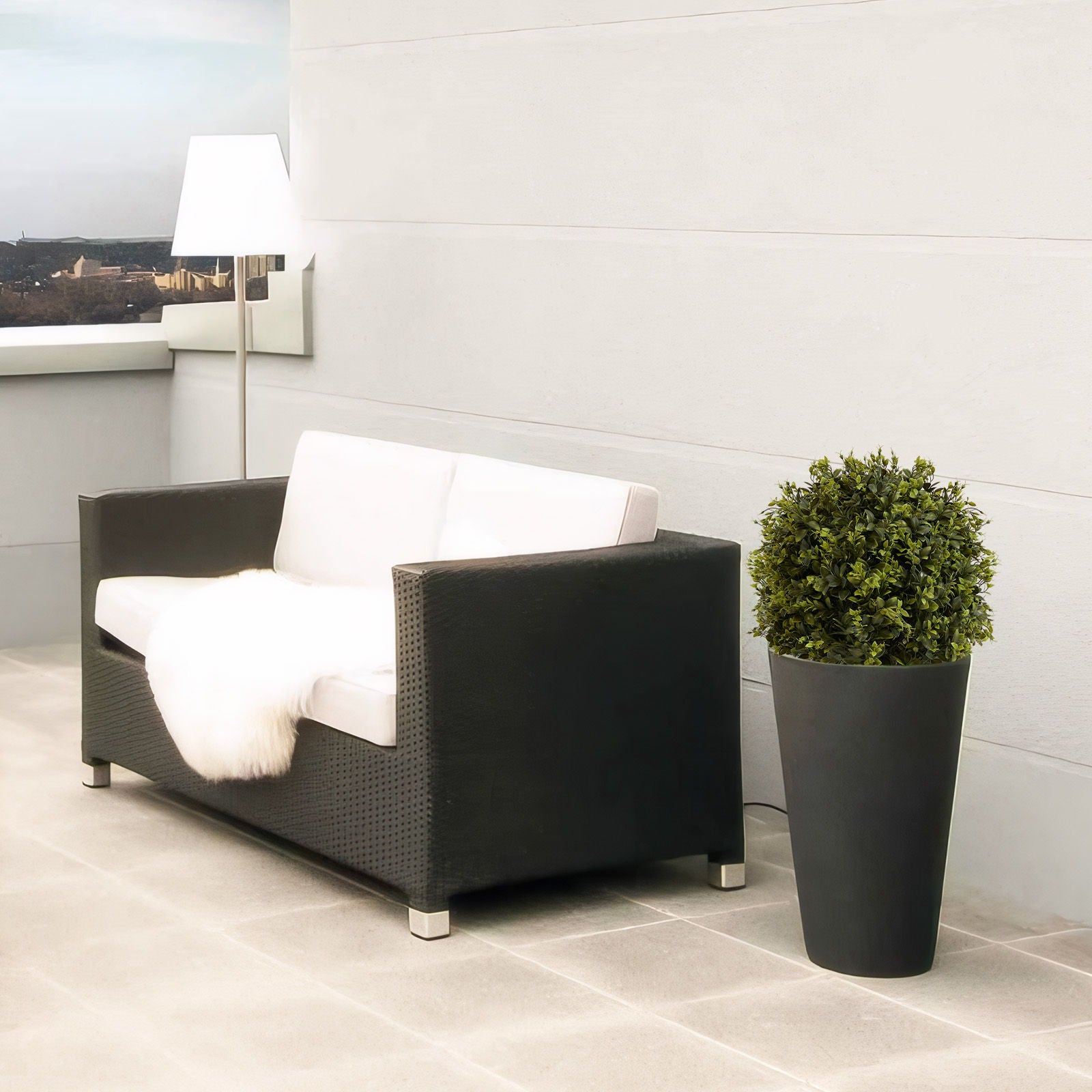 Artificial Ball Topiary Tree Decoration In Pot (Set of 2) - Green