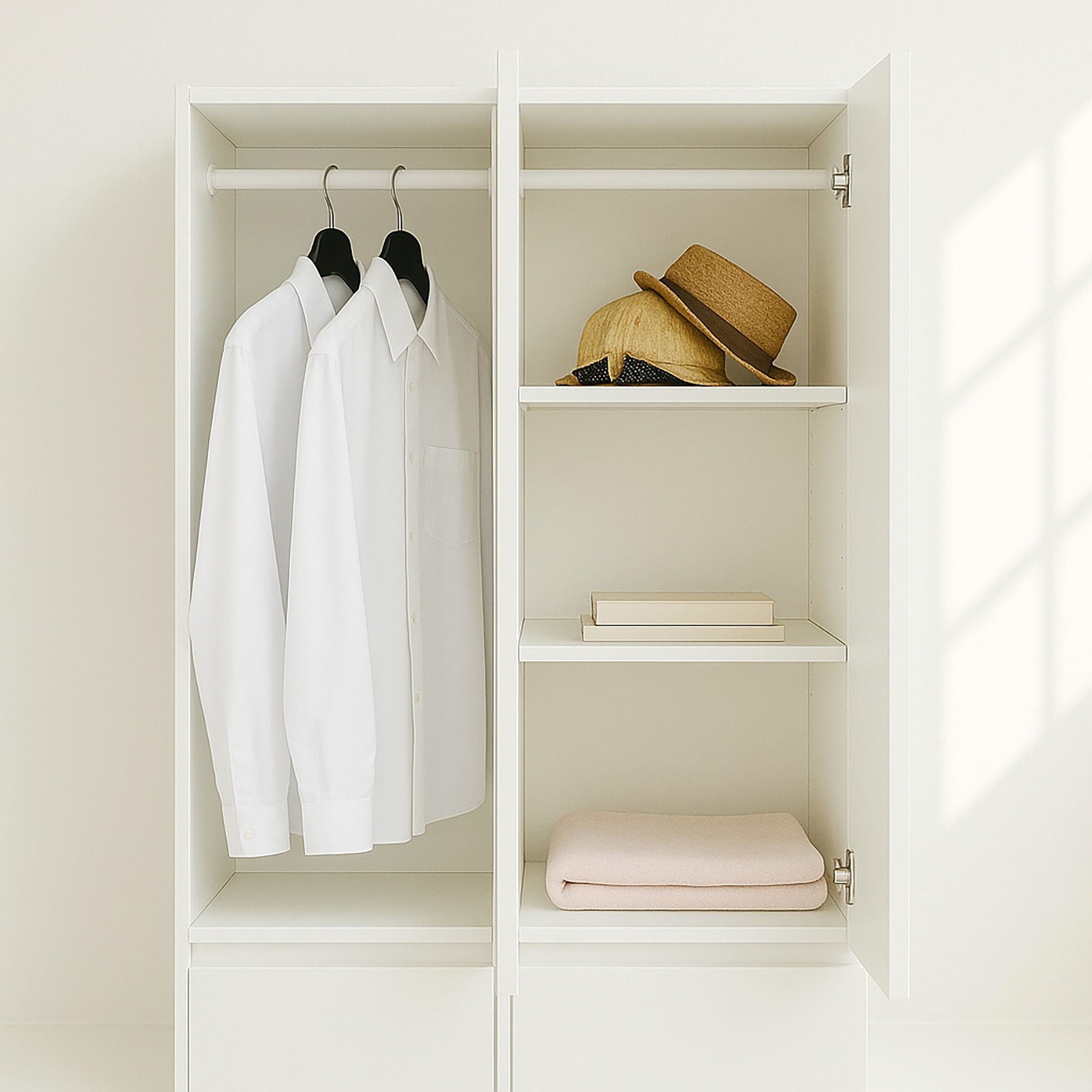 Elise - Modular Wood Closet System With Mirror For Custom Storage Solutions - White