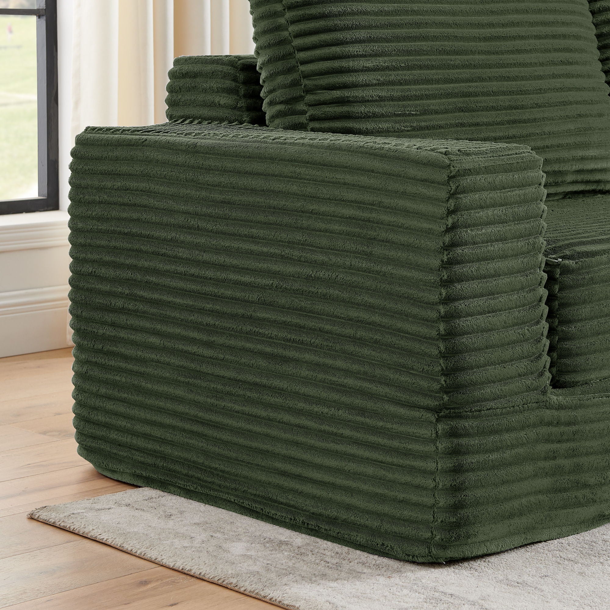 Modern Minimalist L Shape Modular Sectional Sofa, Corduroy Couch