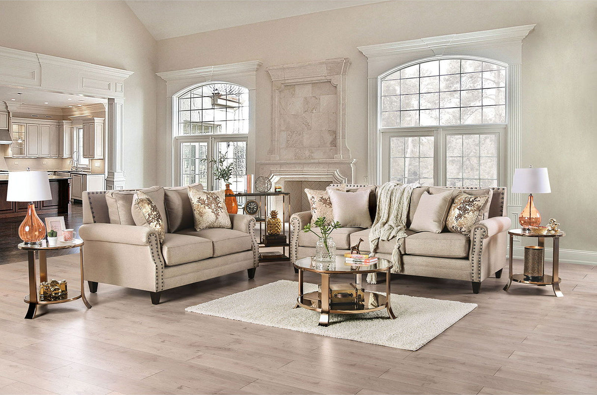 Furniture of America Briana - Sofa - Beige / Gold | Meri Furniture