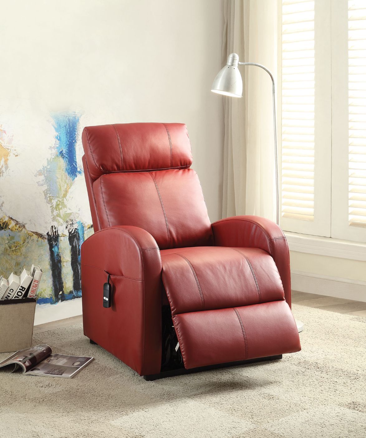 ACME The Ricardo lift recliner is a wonderful addition to your home. It is easy to operate and features a smooth lift and recline. The side pocket holds the two-button wired controller in place so you'll never lose track of it. | Meri Furniture