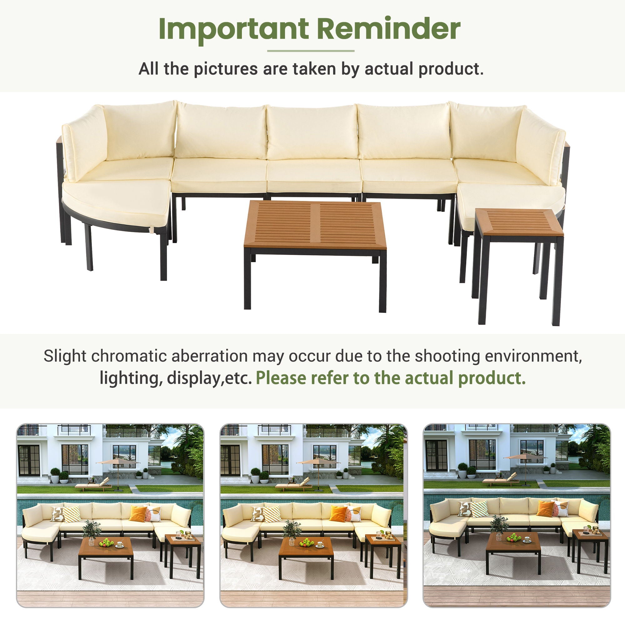 Outdoor Sectional Sofa Set Patio Seating Group With Cushions