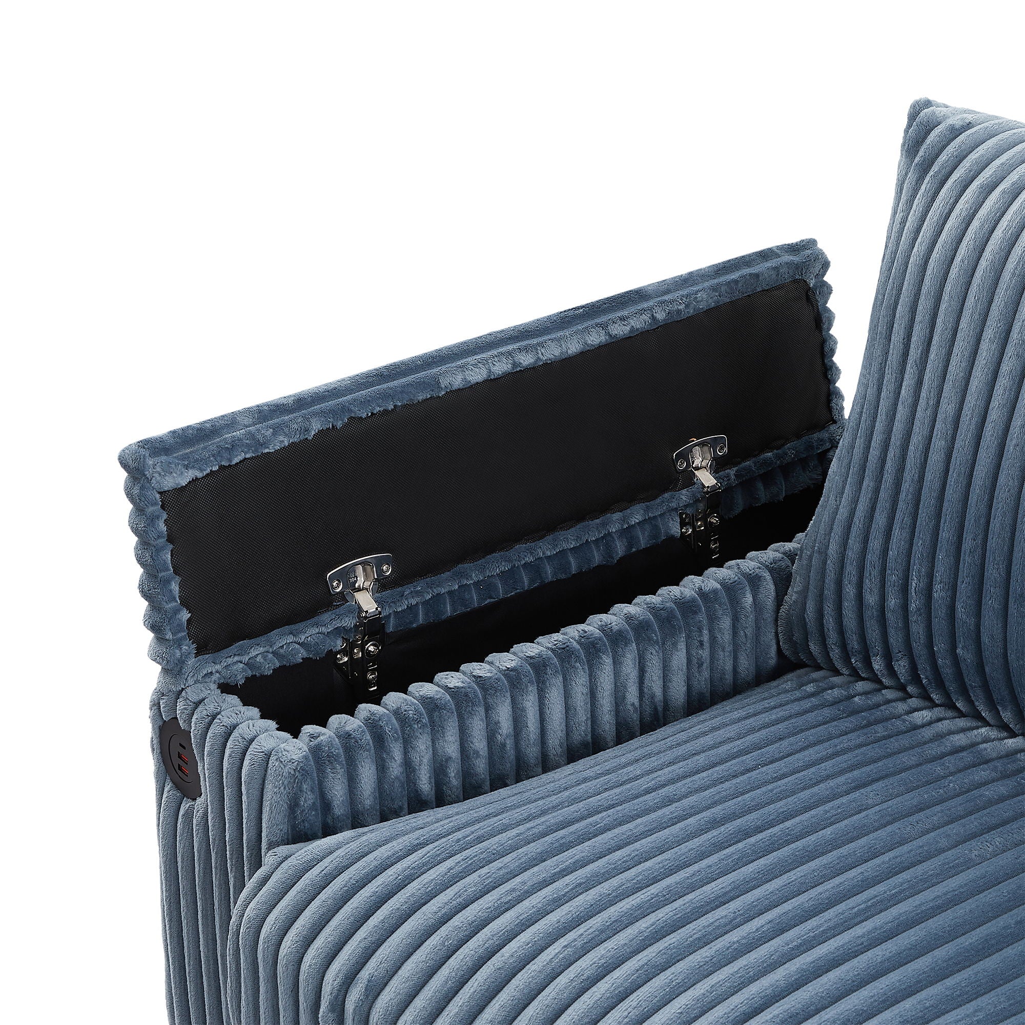 Modern 4 Seater Corduroy Sofa Couch With USB Ports And Hidden Storage