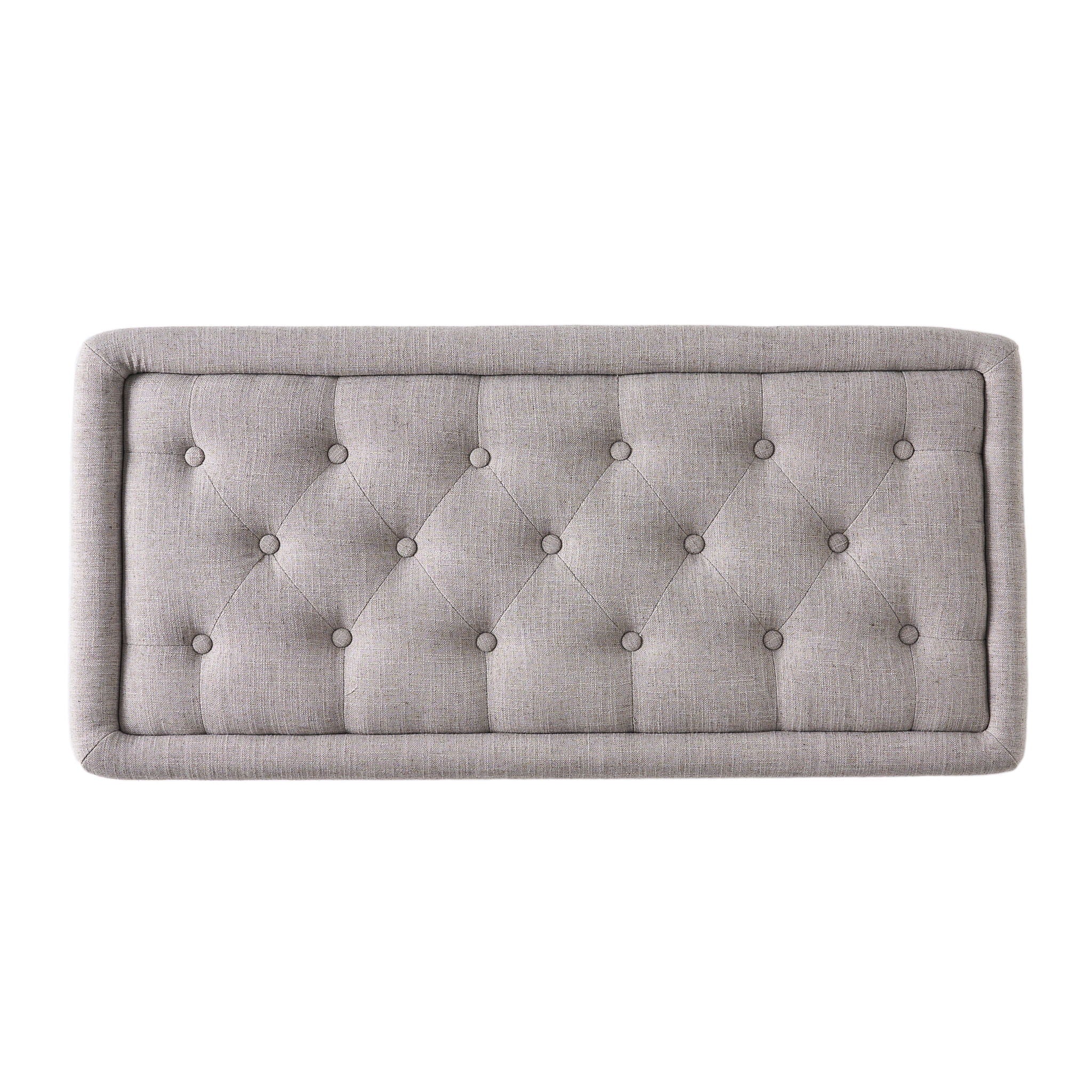 Dean - Fabric Storage Wide Tufted Rectangle Ottoman - Gray