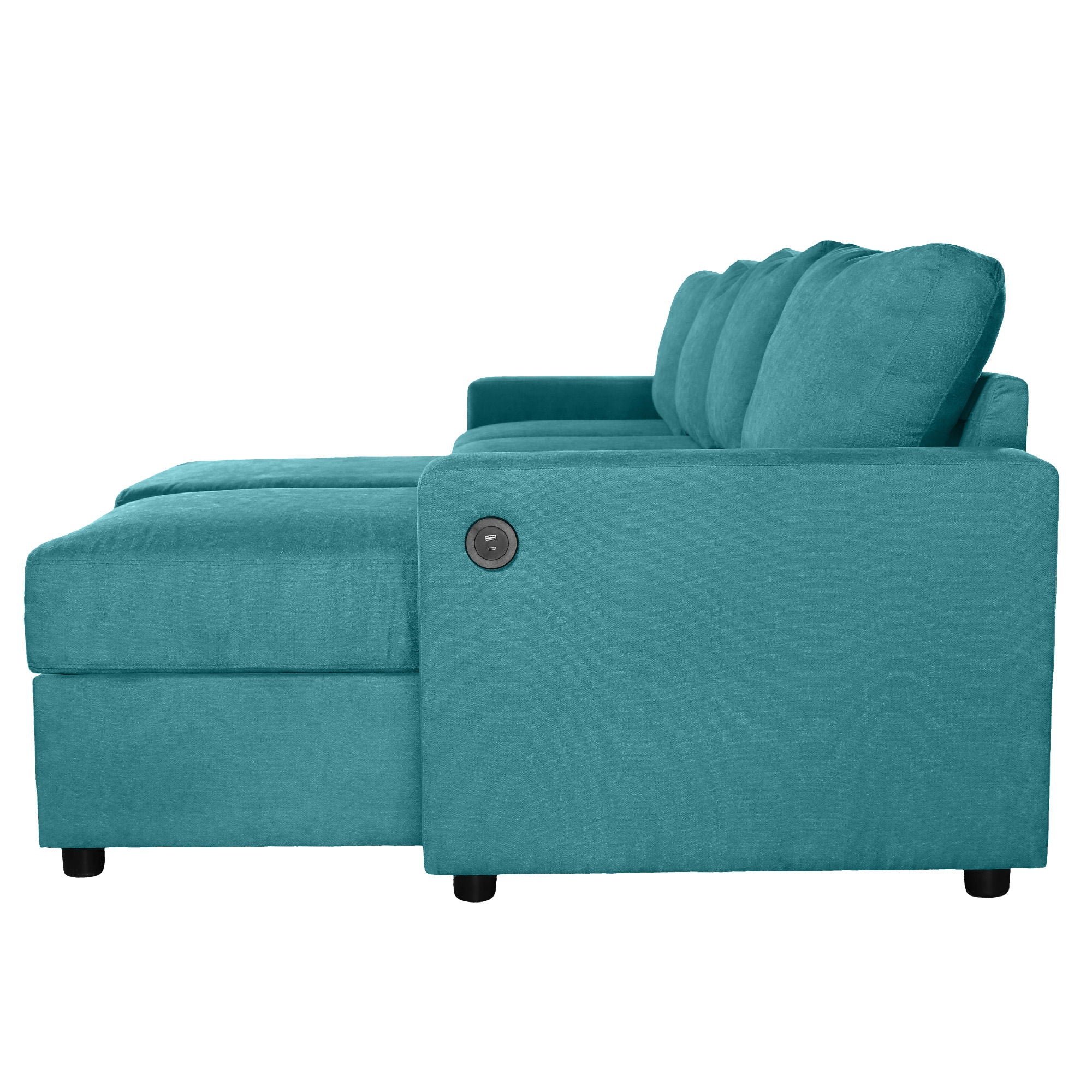 Convertible Sectional Sofa With Storage Chaise Lounges And USB Ports