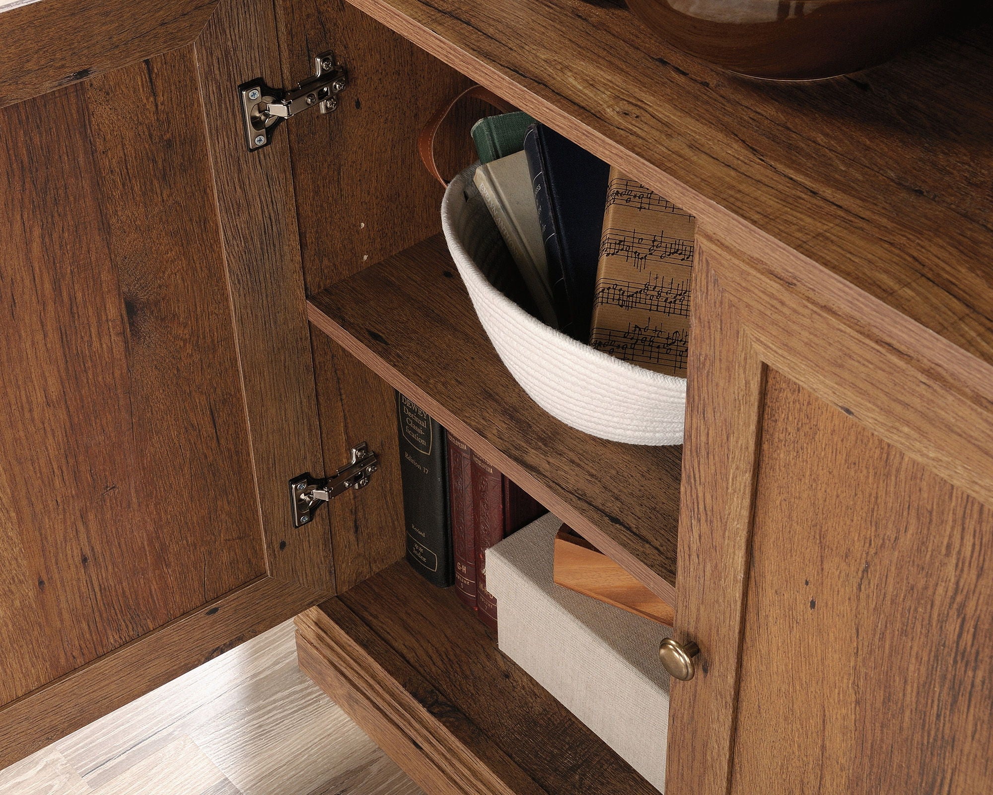 Farmhouse Style 5-Shelf 2-Door Bookcase