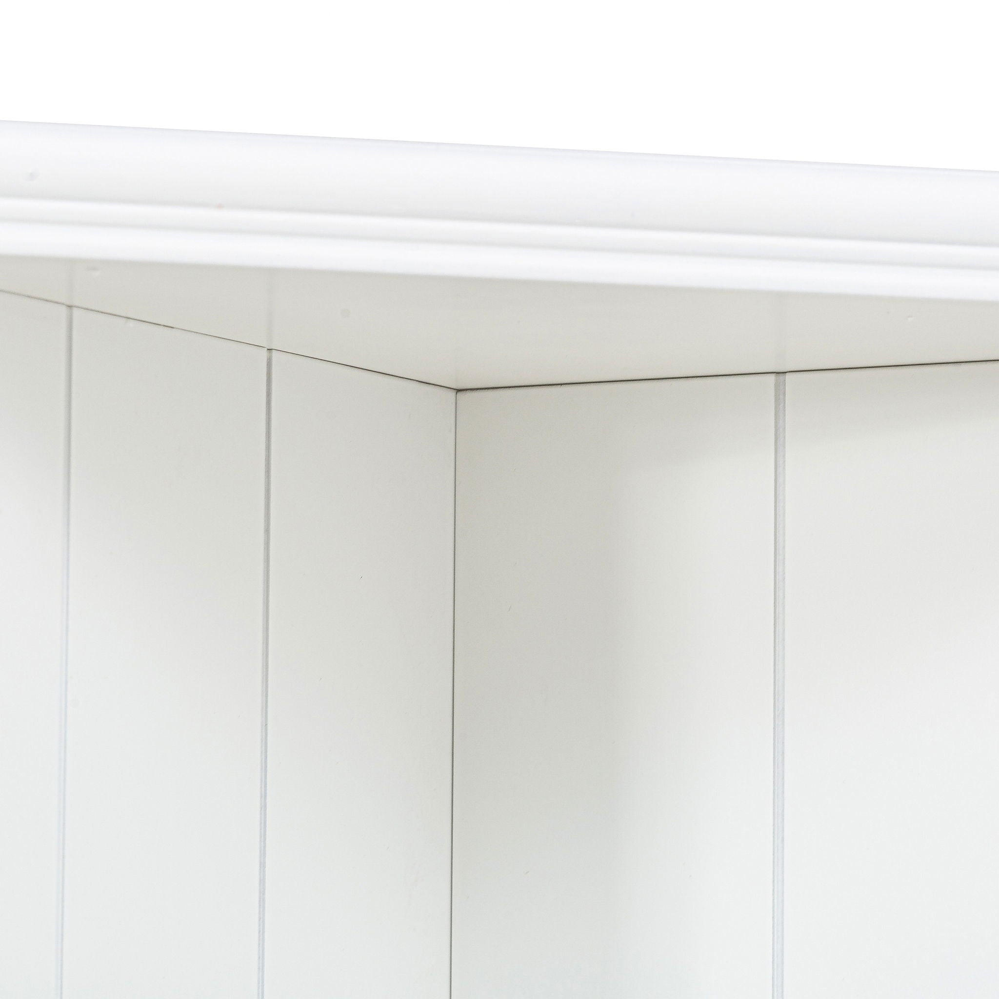 Retro Style Wall Suit With Glass Doors, 75.25" Tall Display Cabinets & Triangle Sided Bookshelves - White