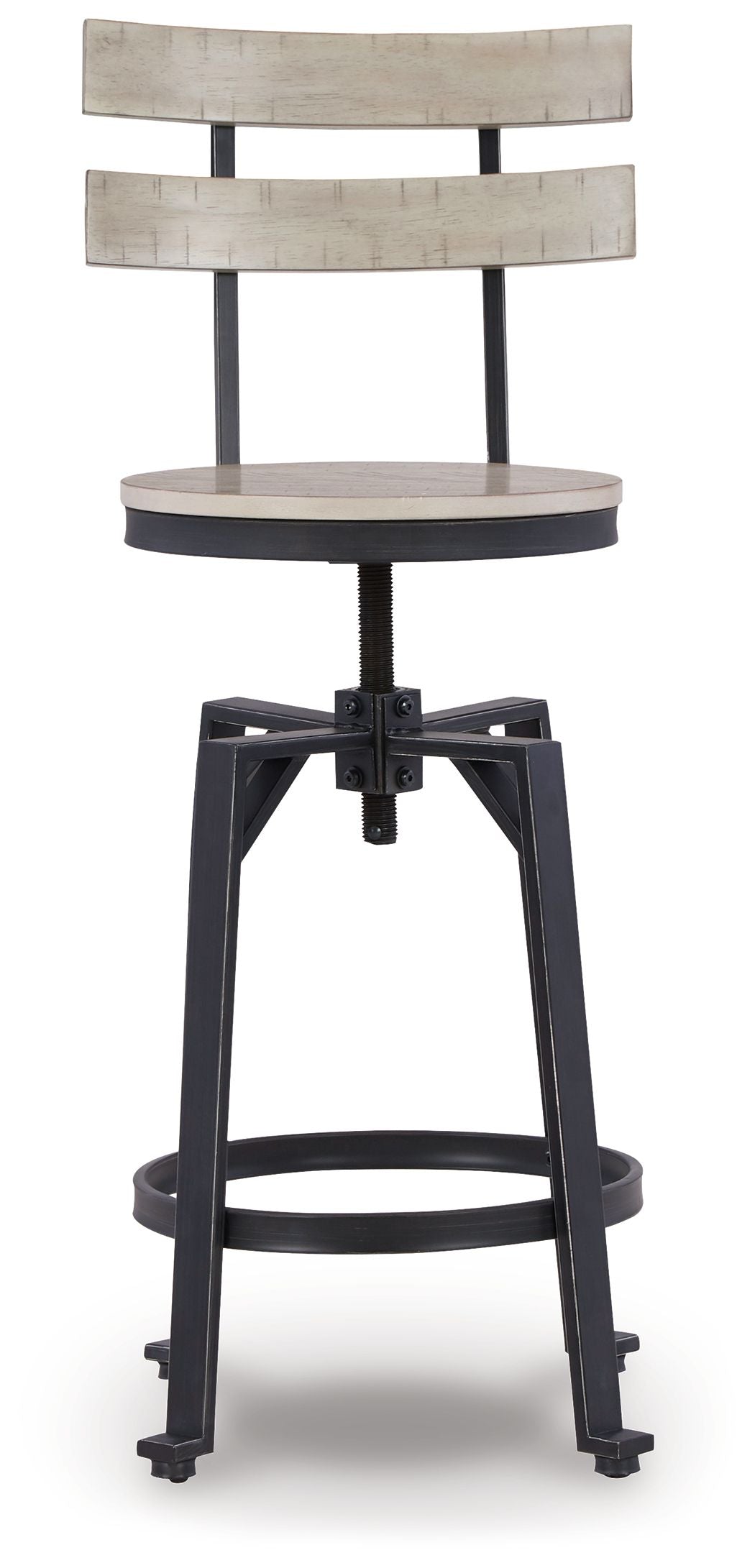 Signature Design by Ashley® Karisslyn - Whitewash / Black - Swivel Barstool (Set of 2) | Meri Furniture