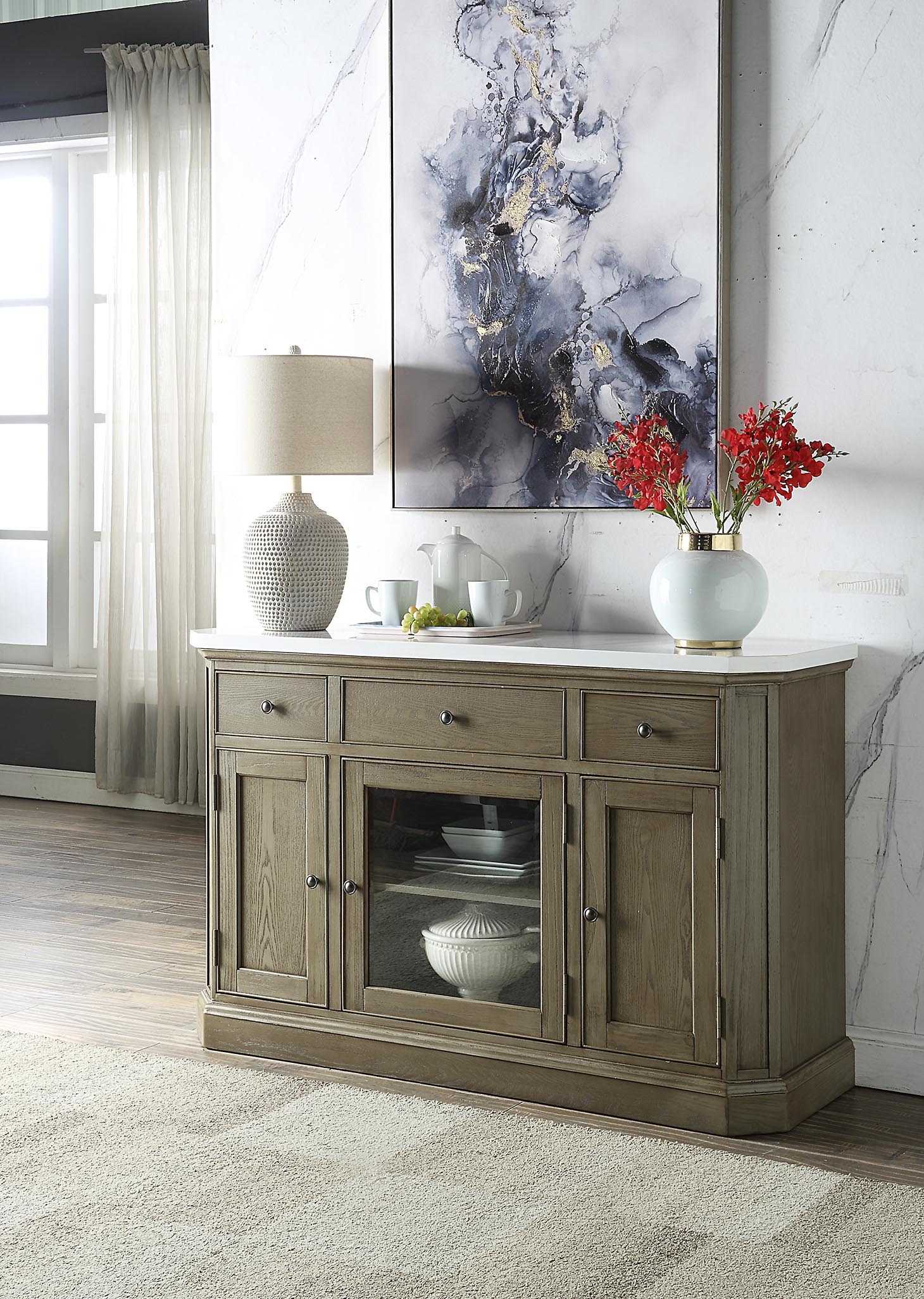 ACME Zumala - Server - Marble & Weathered Oak Finish | Meri Furniture