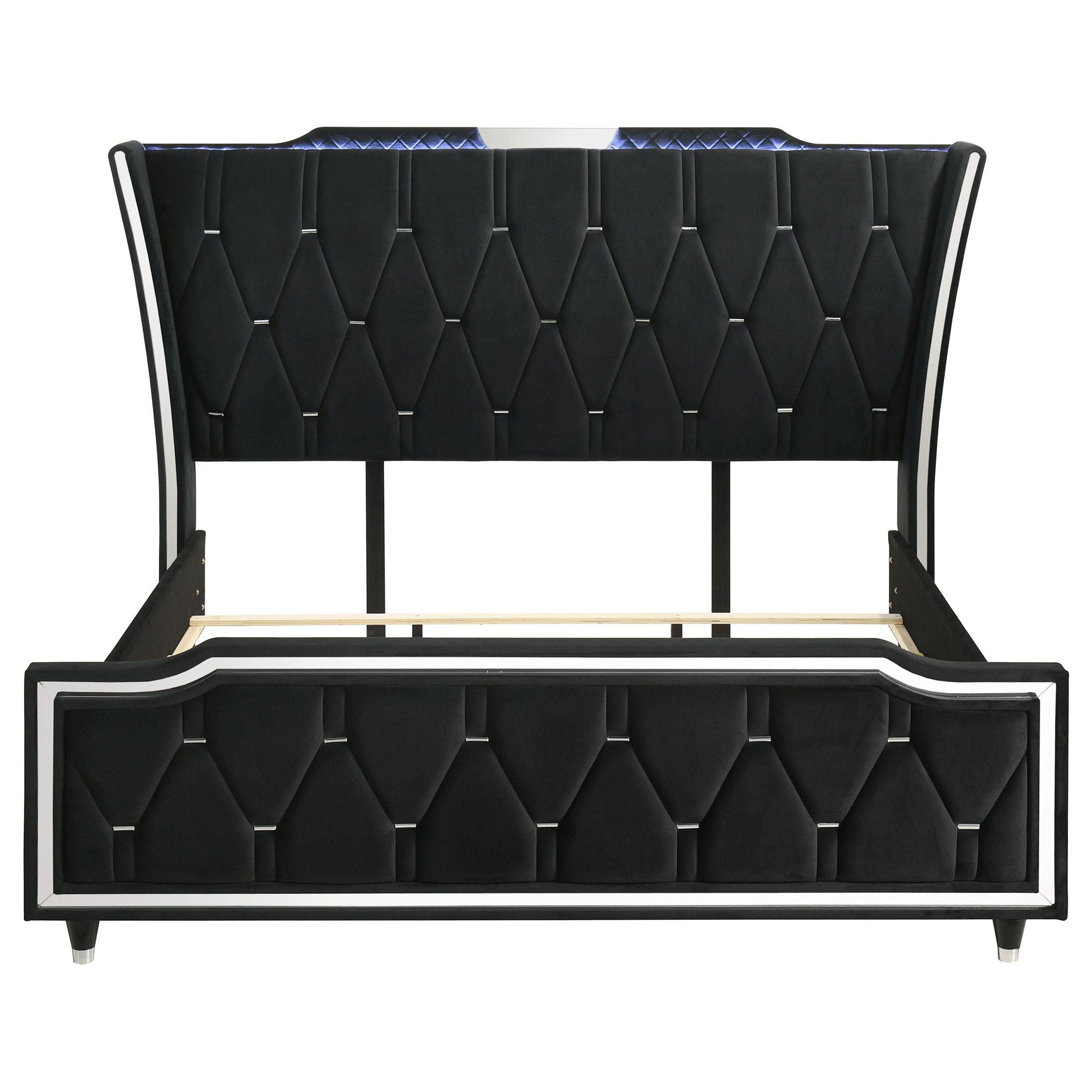 Lorient California King LED Upholstered Bed Black
