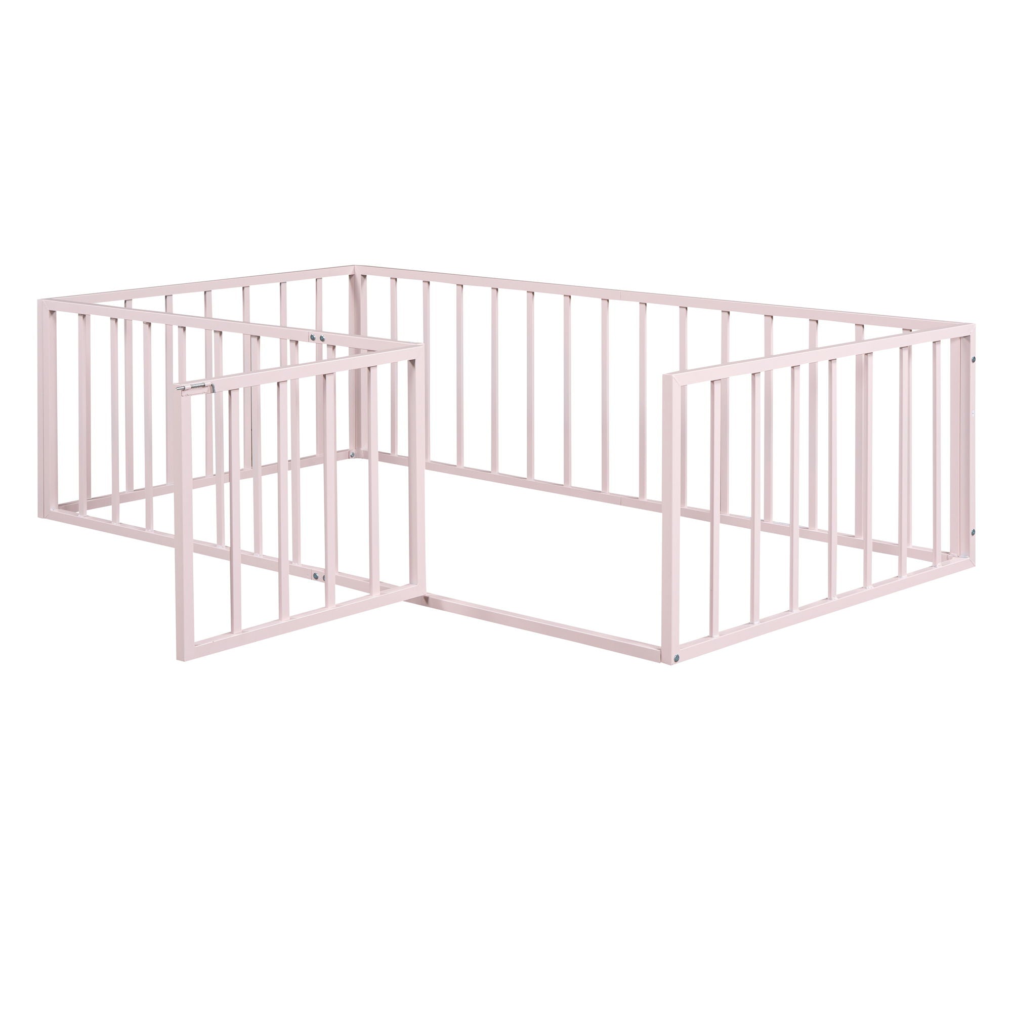 Metal Floor Bed Frame With Fence And Door