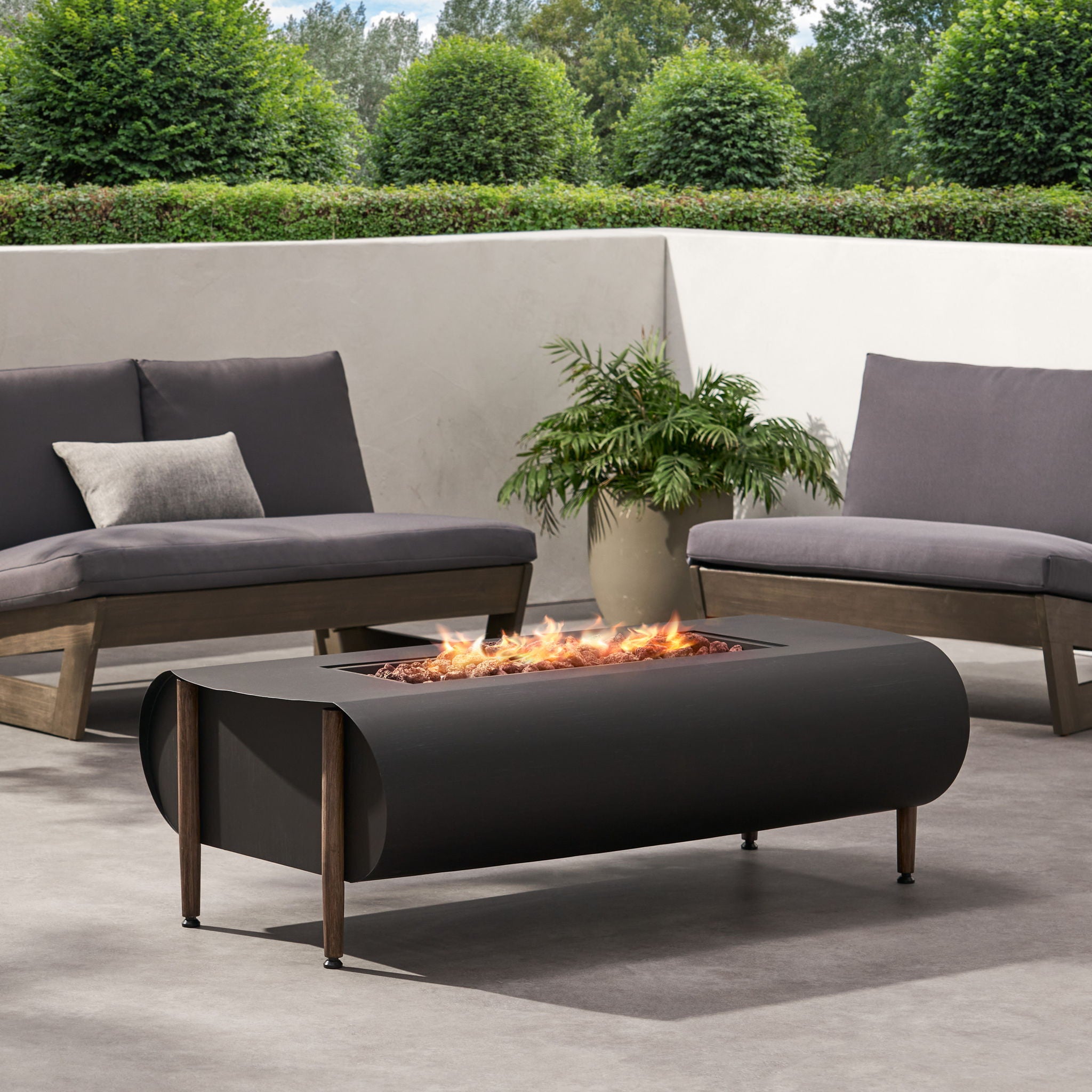 Vernon - Rectangle Fire Pit 50, 000 Btu - Dark Gray