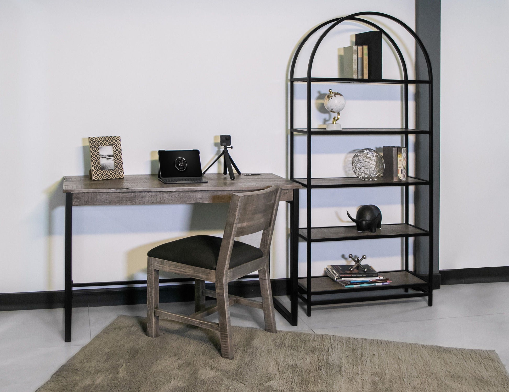 International Furniture Direct Blacksmith - Desk - Truffle Brown / Oil Black | Meri Furniture