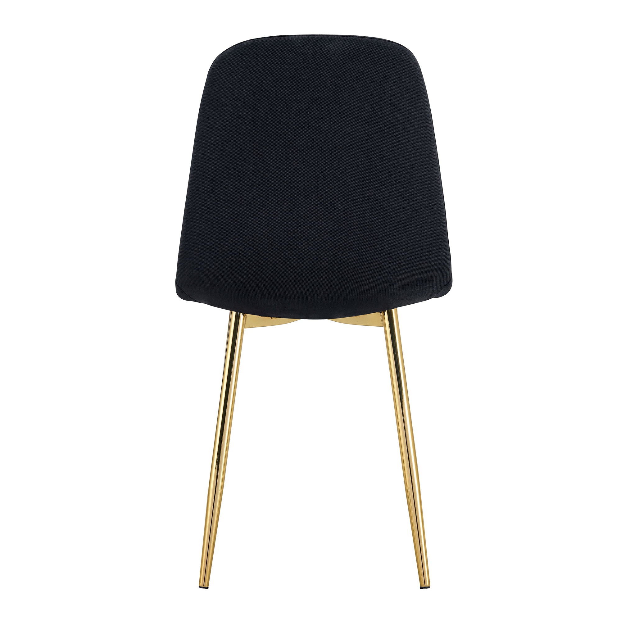 Luxury Simple Chair (Set of 4) Linen Cotton High Resilience Dining Chair With Metal en Legs - Black / Gold