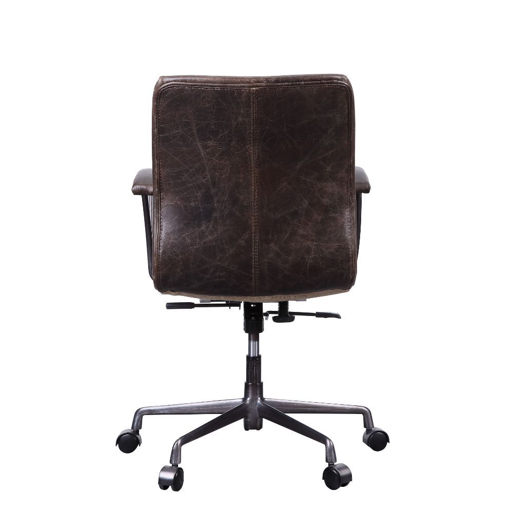 ACME Zooey - Executive Office Chair - Distress Chocolate Top Grain Leather | Meri Furniture