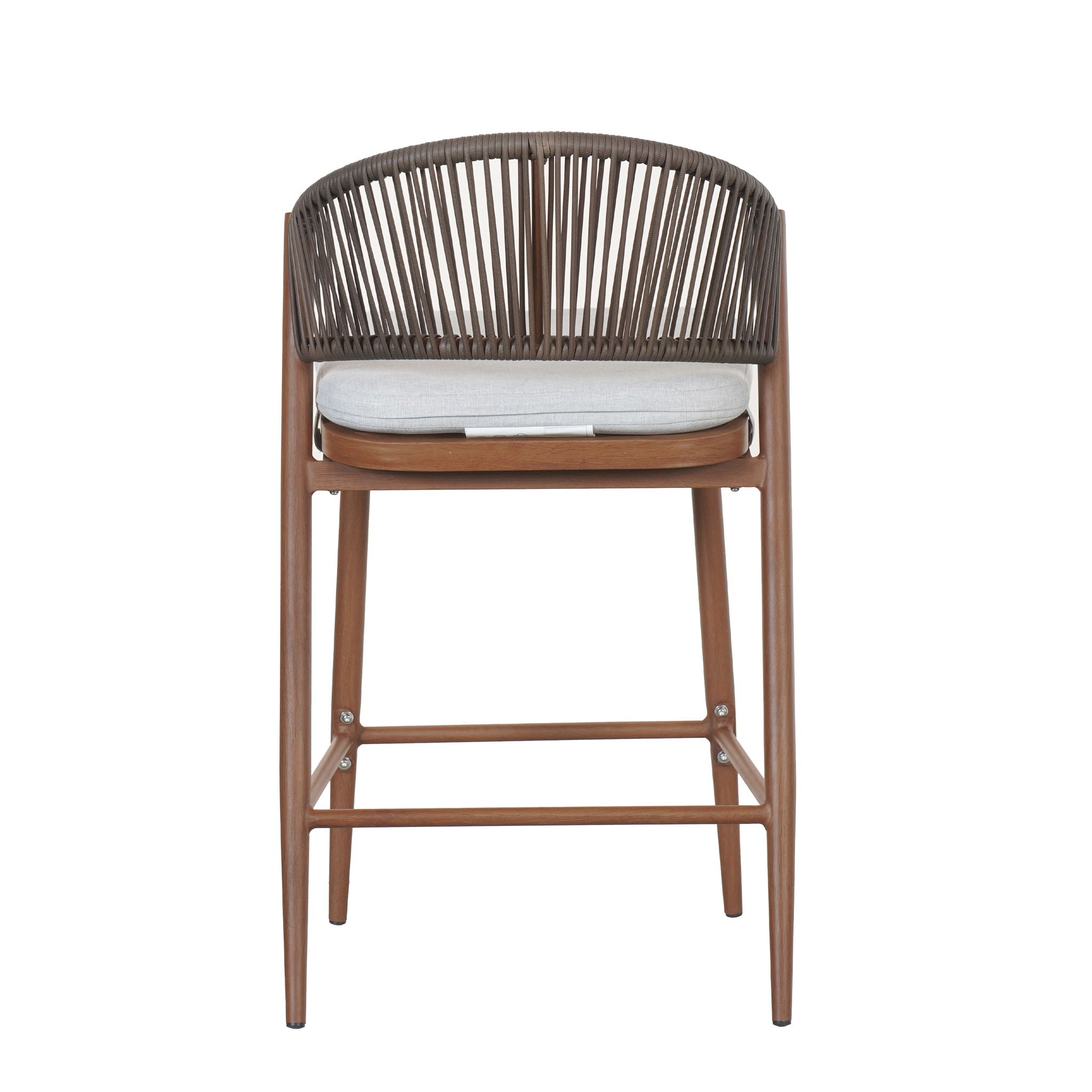 Outdoor 26" Counter Height Metal Frame Counter Stools With Scallop Shaped Backrest & Water Resistant Cushions