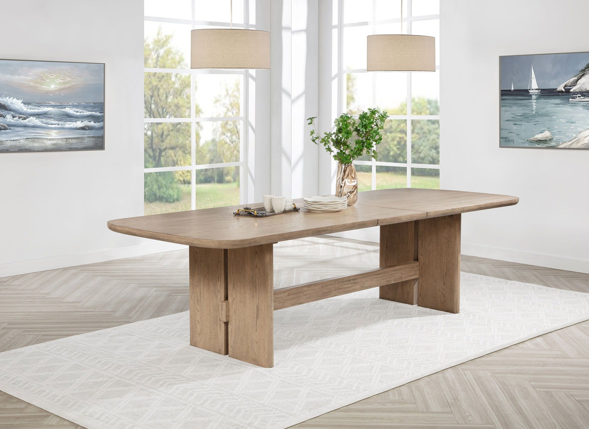 Coaster Fine Furniture Kailani - 110" Rectangular Wood Dining Table - Beige Oak | Meri Furniture