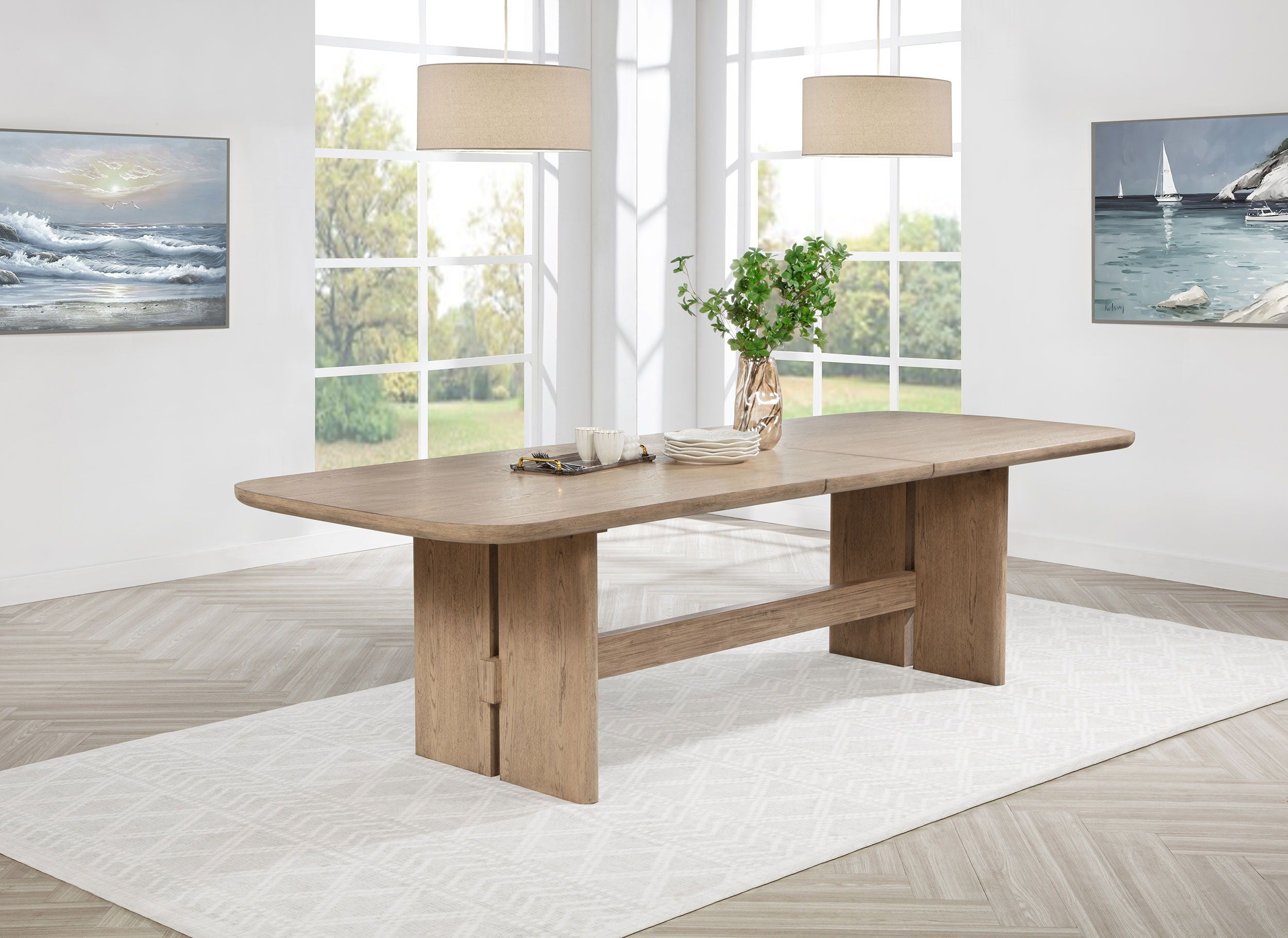Coaster Fine Furniture Kailani - 110" Rectangular Wood Dining Table - Beige Oak | Meri Furniture