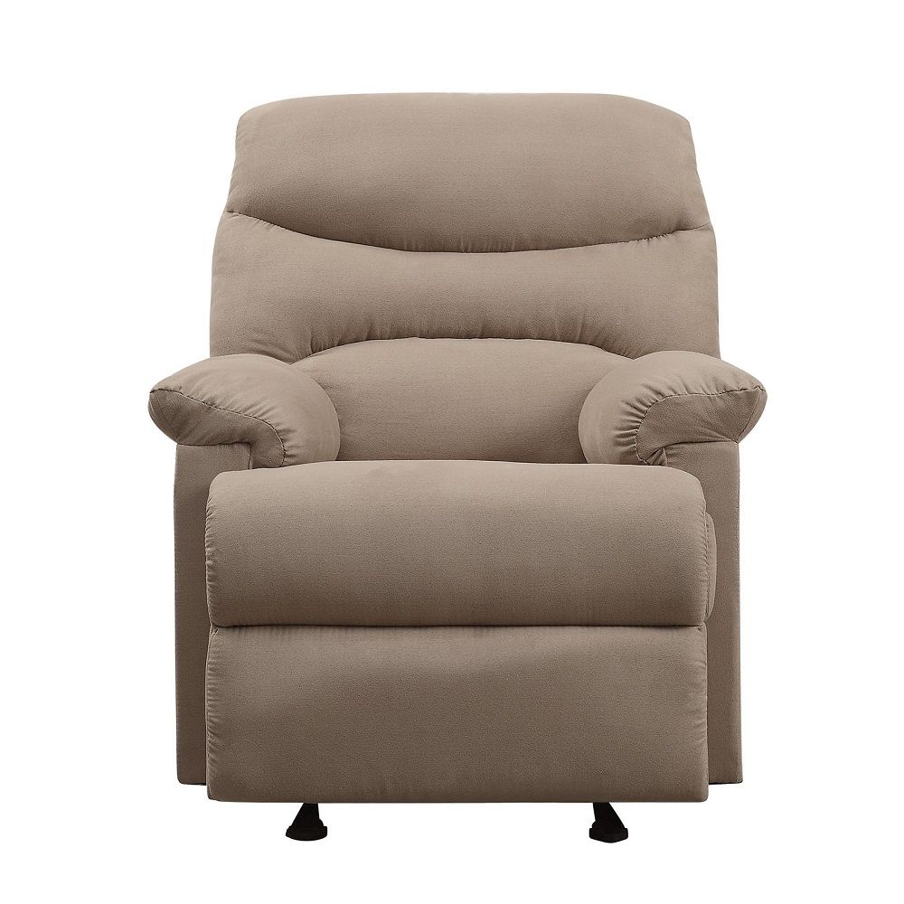 ACME The lovely Arcadia Glider recliner offers comfort, style and value for any home. A smooth microfiber seat cushion provides relaxation from seat to toe with an easy to reach external handle for operating the reclining mechanism. | Meri Furniture