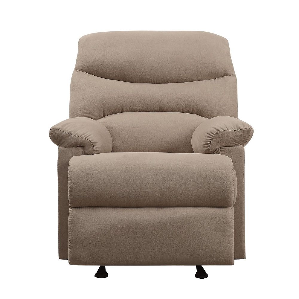 The lovely Arcadia Glider recliner offers comfort, style and value for any home. A smooth microfiber seat cushion provides relaxation from seat to toe with an easy to reach external handle for operating the reclining mechanism.