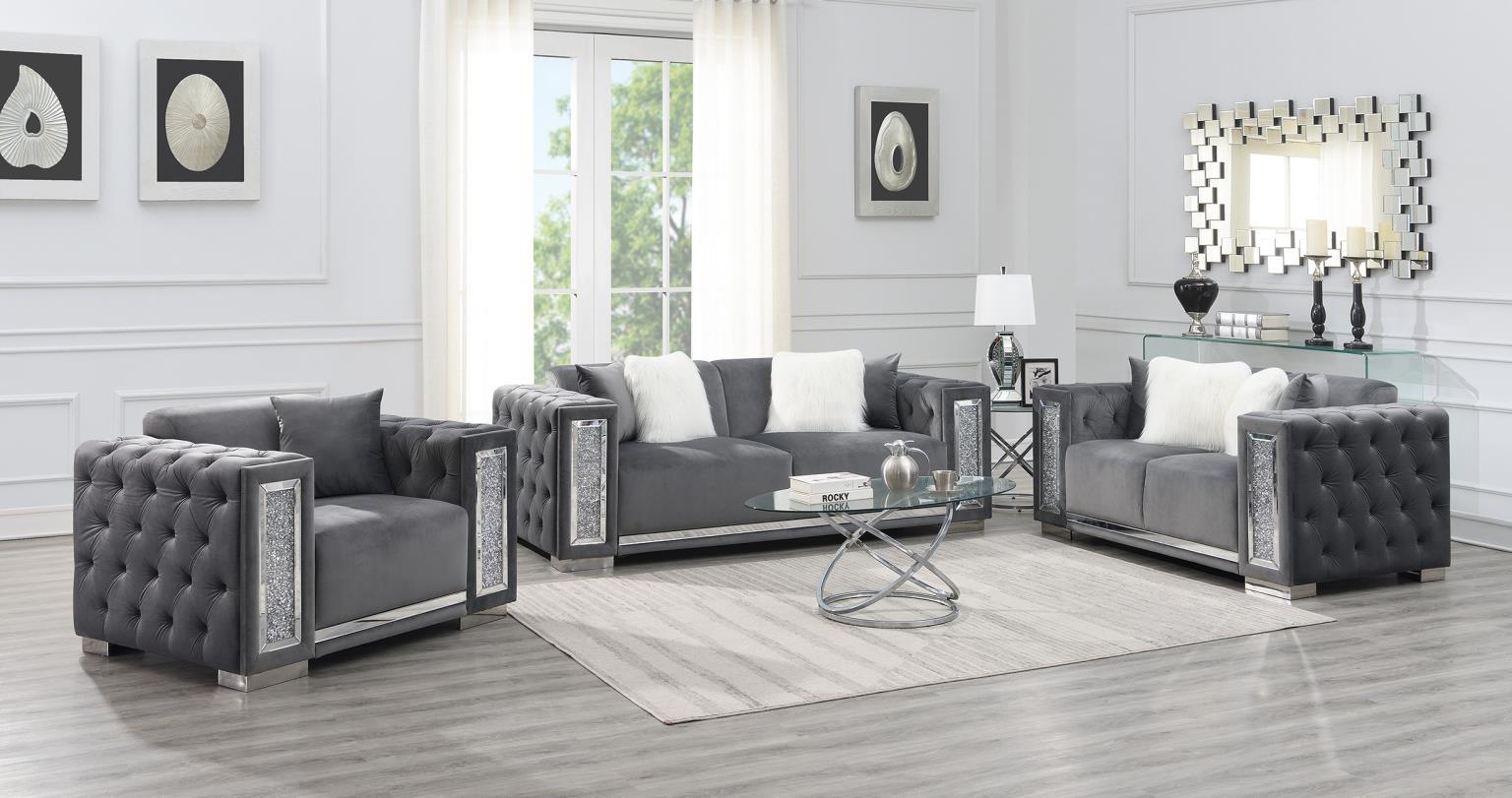 U250 - Velvet Loveseat - Gray