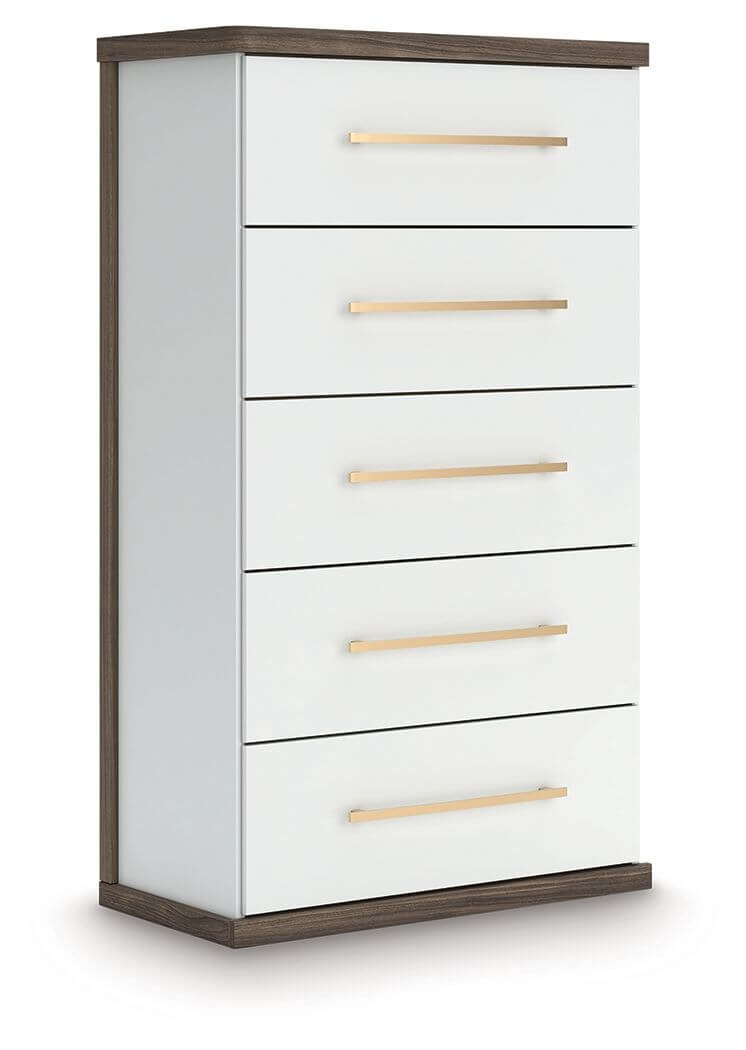 Kendanport - Five Drawer Chest - Brown / White