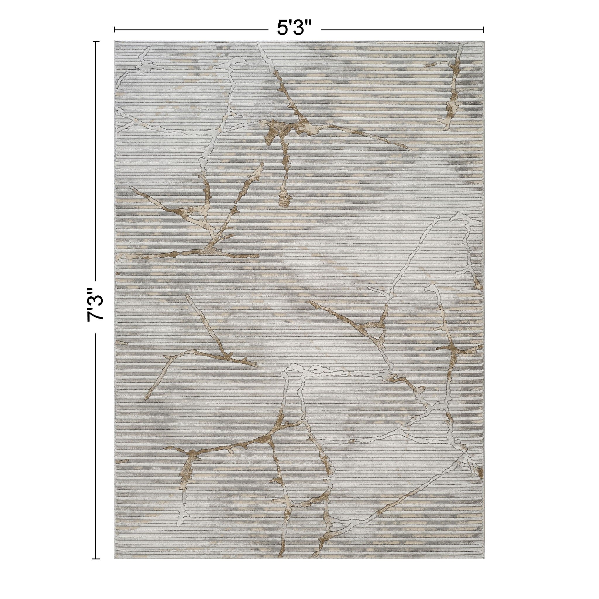 Geometrix - 5'3" X 7'3" Area Rug With Geometric, 3D Effect - Ivory / Gray