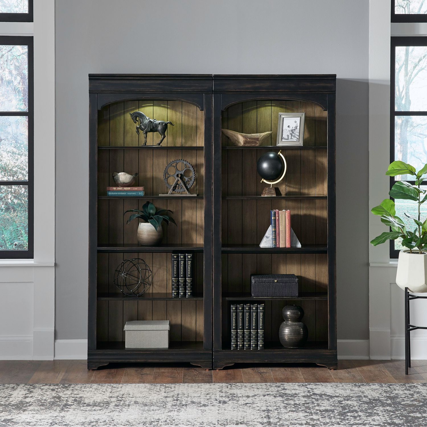 Meritage - 2 Piece Bunching Bookcase - Black