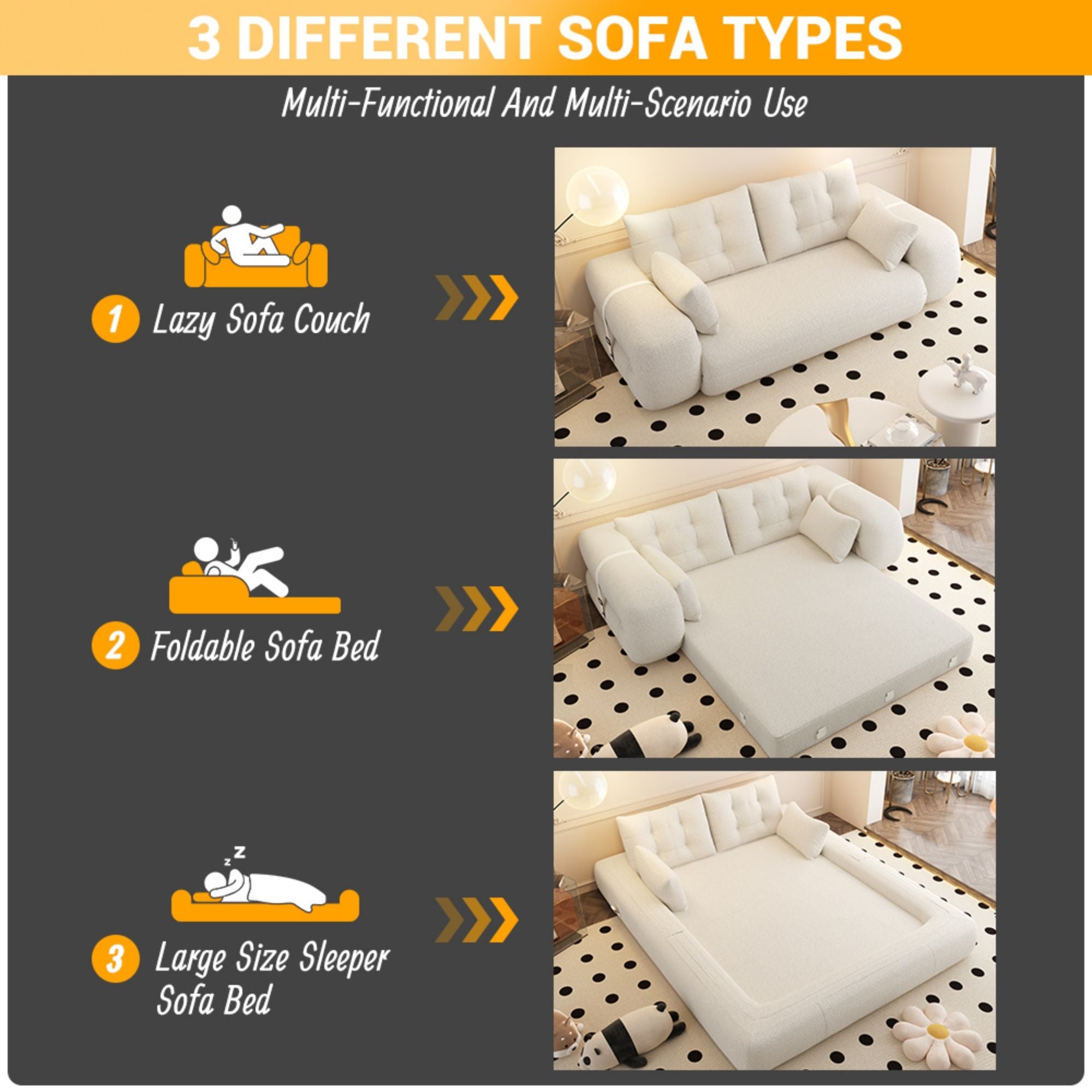 Human Dog Bed, Multi Functional Foldable Sofa Bed, 3 In 1