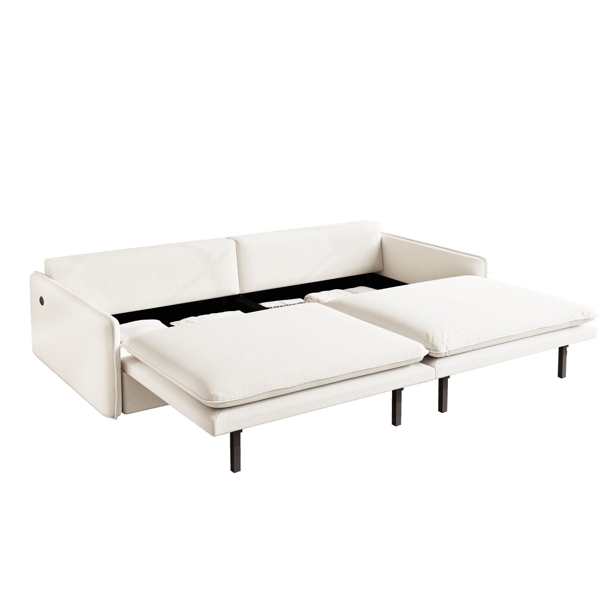 4 Seat Convertible Sleeper Sofa Bed, Modern With Storage