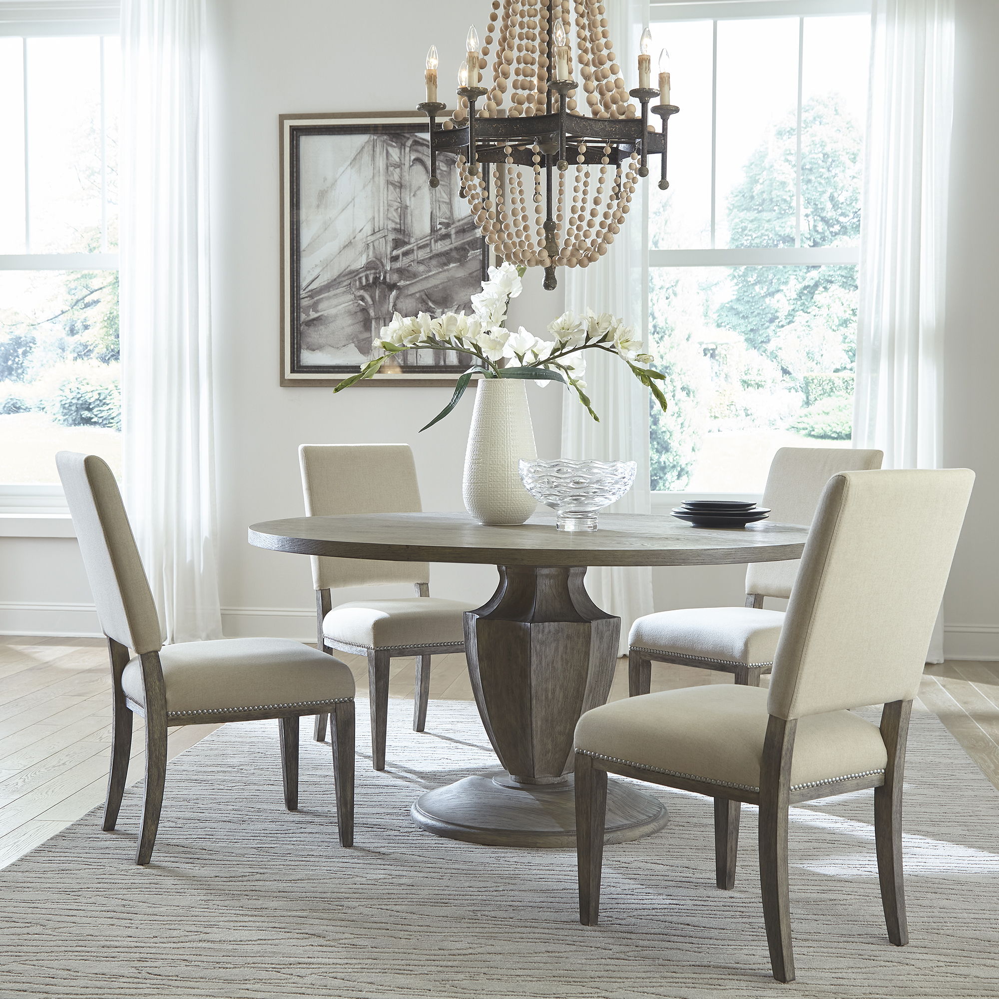Liberty Furniture Westfield - 5 Piece Pedestal Table Set - Light Brown | Meri Furniture