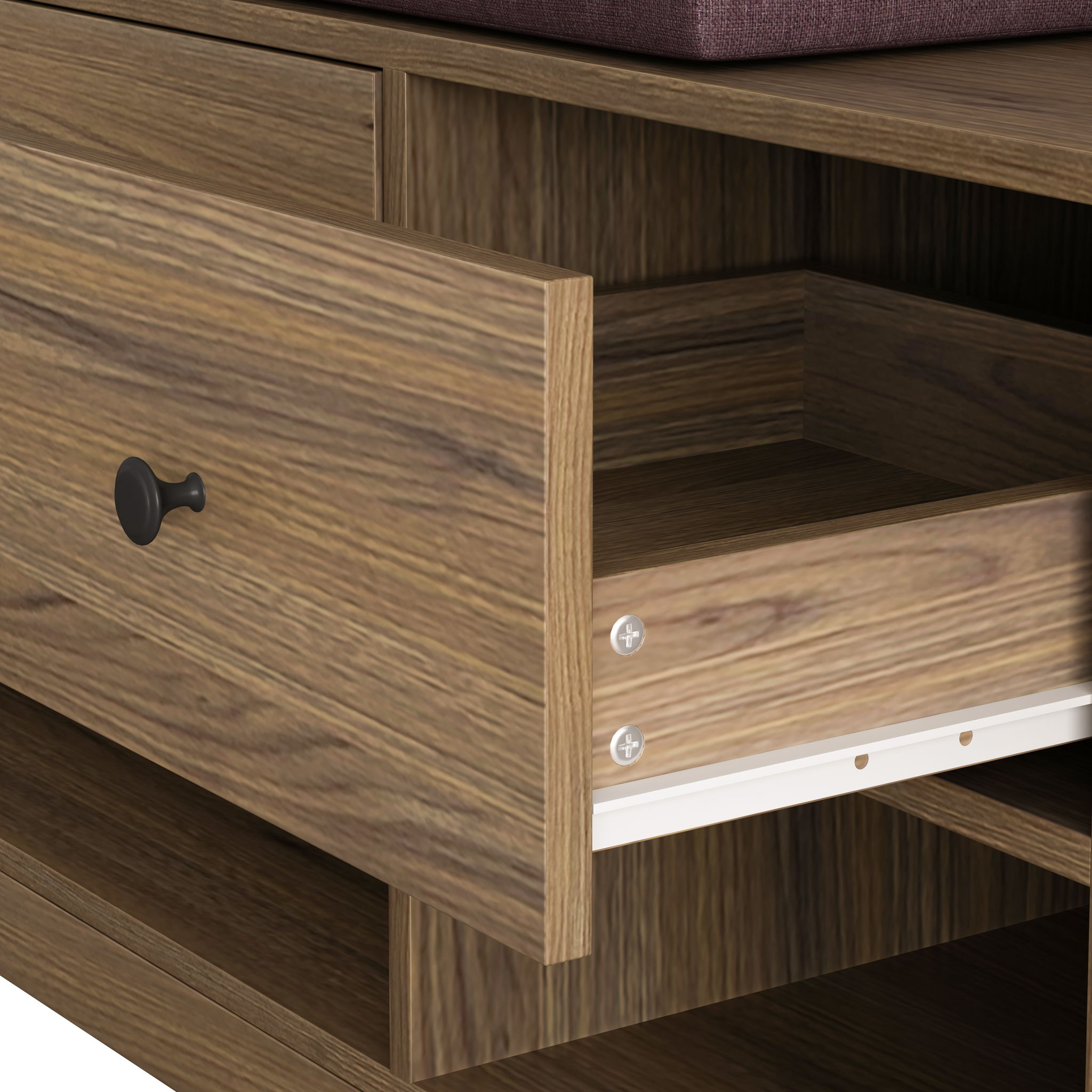 Hallway Hall Tree With Removable Cushion Bench, Coat Rack, Storage Shelves