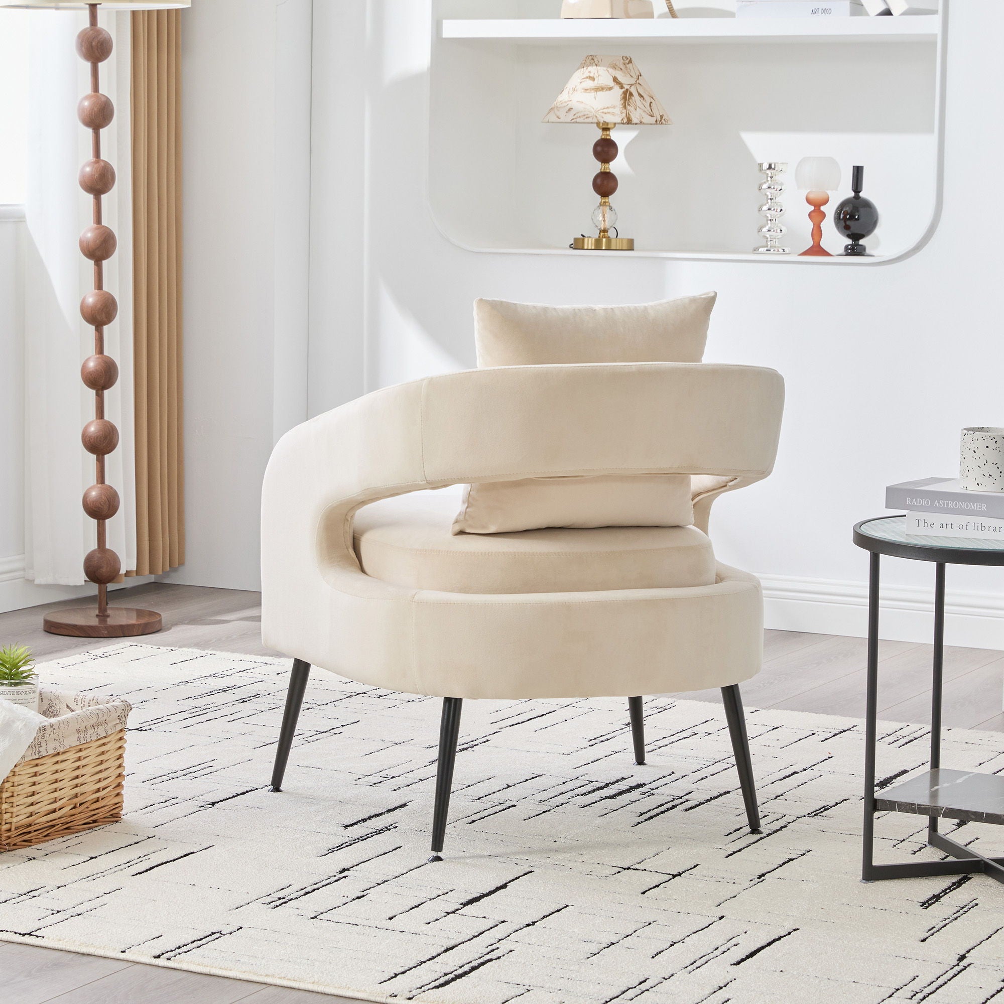 Open Back Accent Chair, Round Sofa Lounge Armchair