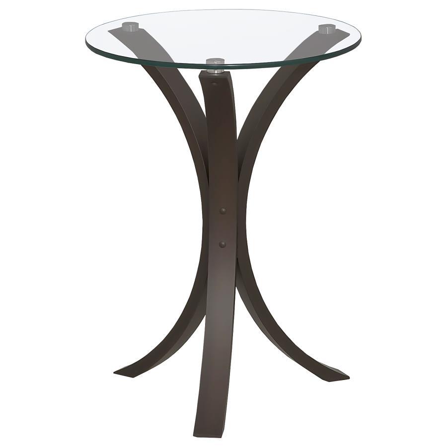 Coaster Fine Furniture Edgar - Round Glass Top Accent Side Table - Cappuccino | Meri Furniture