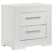 Coaster Fine Furniture Ives - 2-Drawer Nightstand Bedside Table - White High Gloss | Meri Furniture