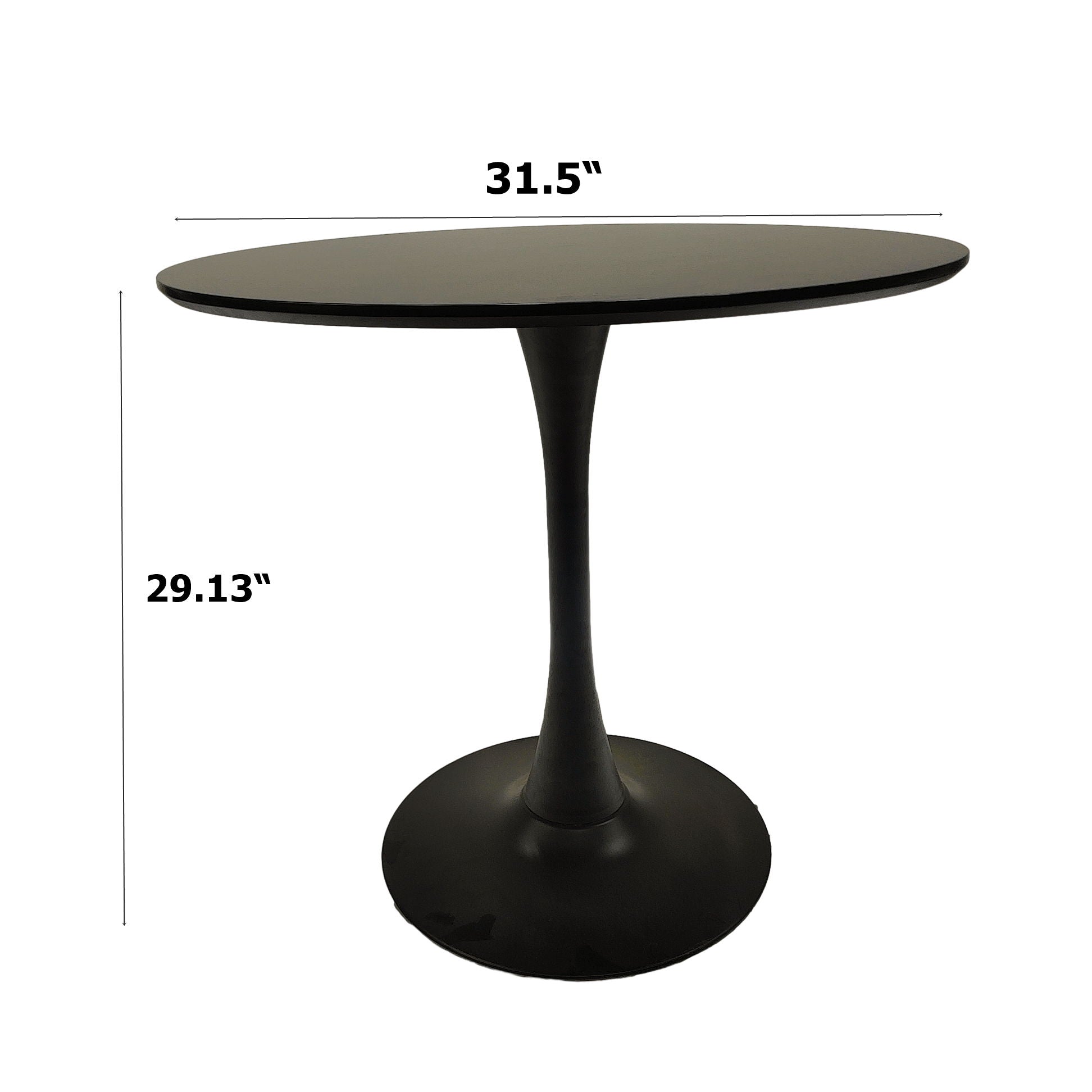 Modern Dining Table Set For 4 With Suede Upholstered Chairs, Round Design - Black / Gray
