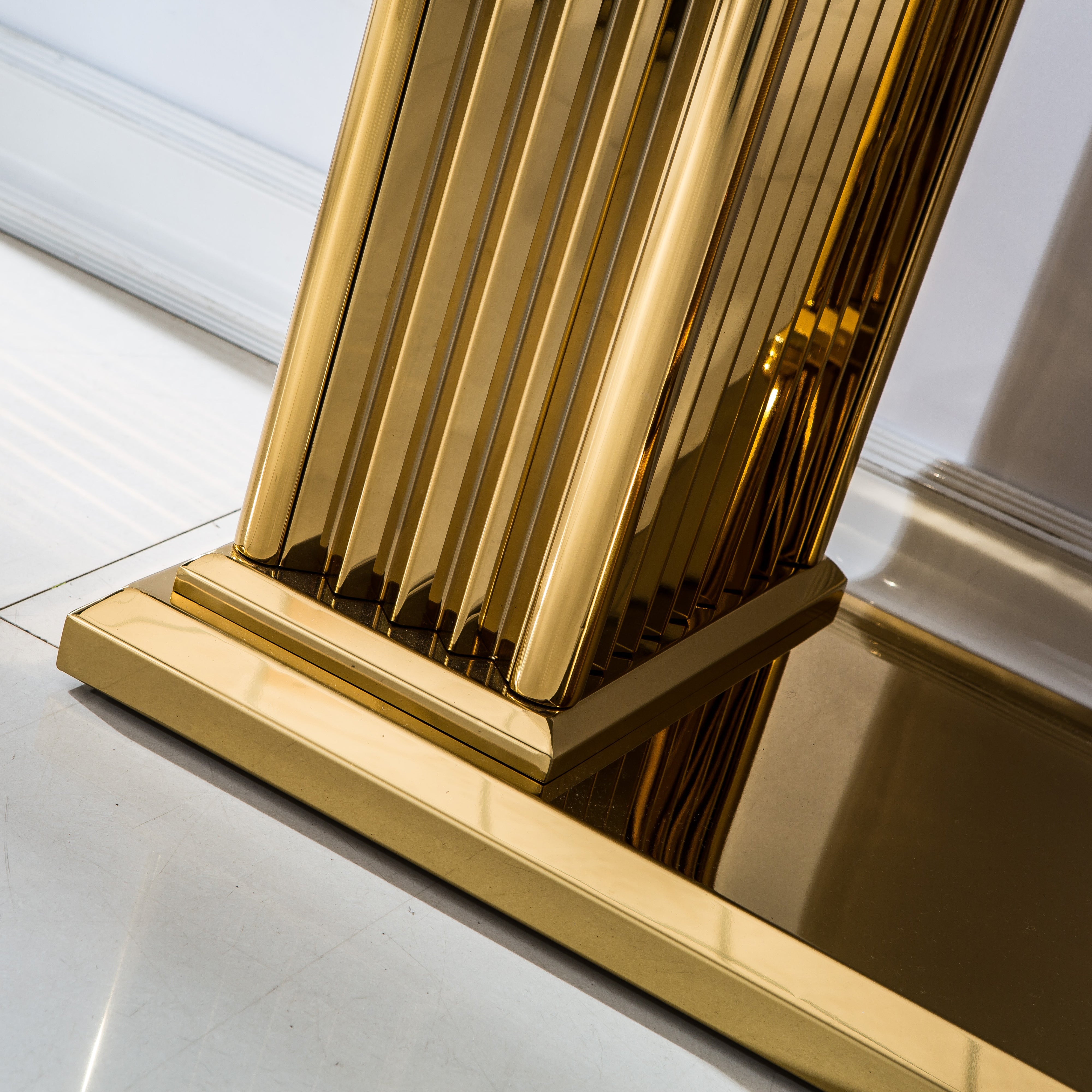 Solid Marble Console Table with Gold Finish Base